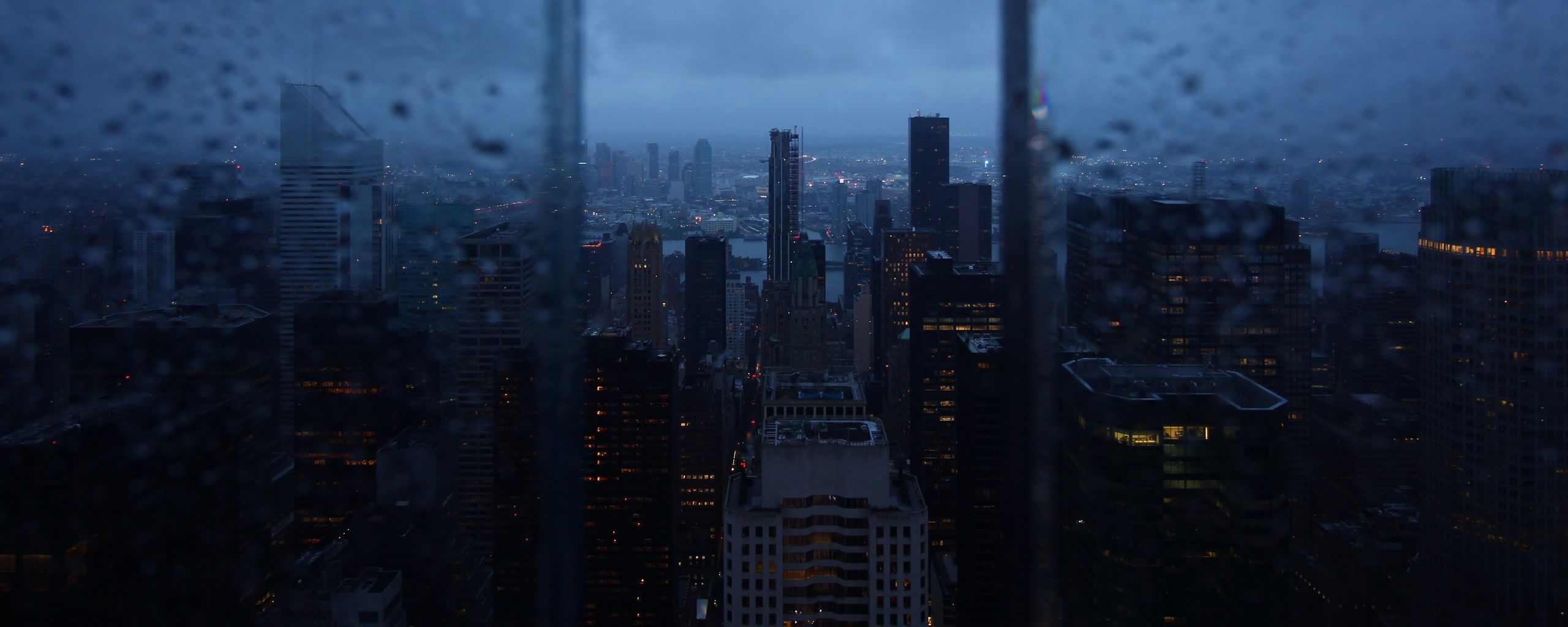 Download wallpaper 2560x1024 night city