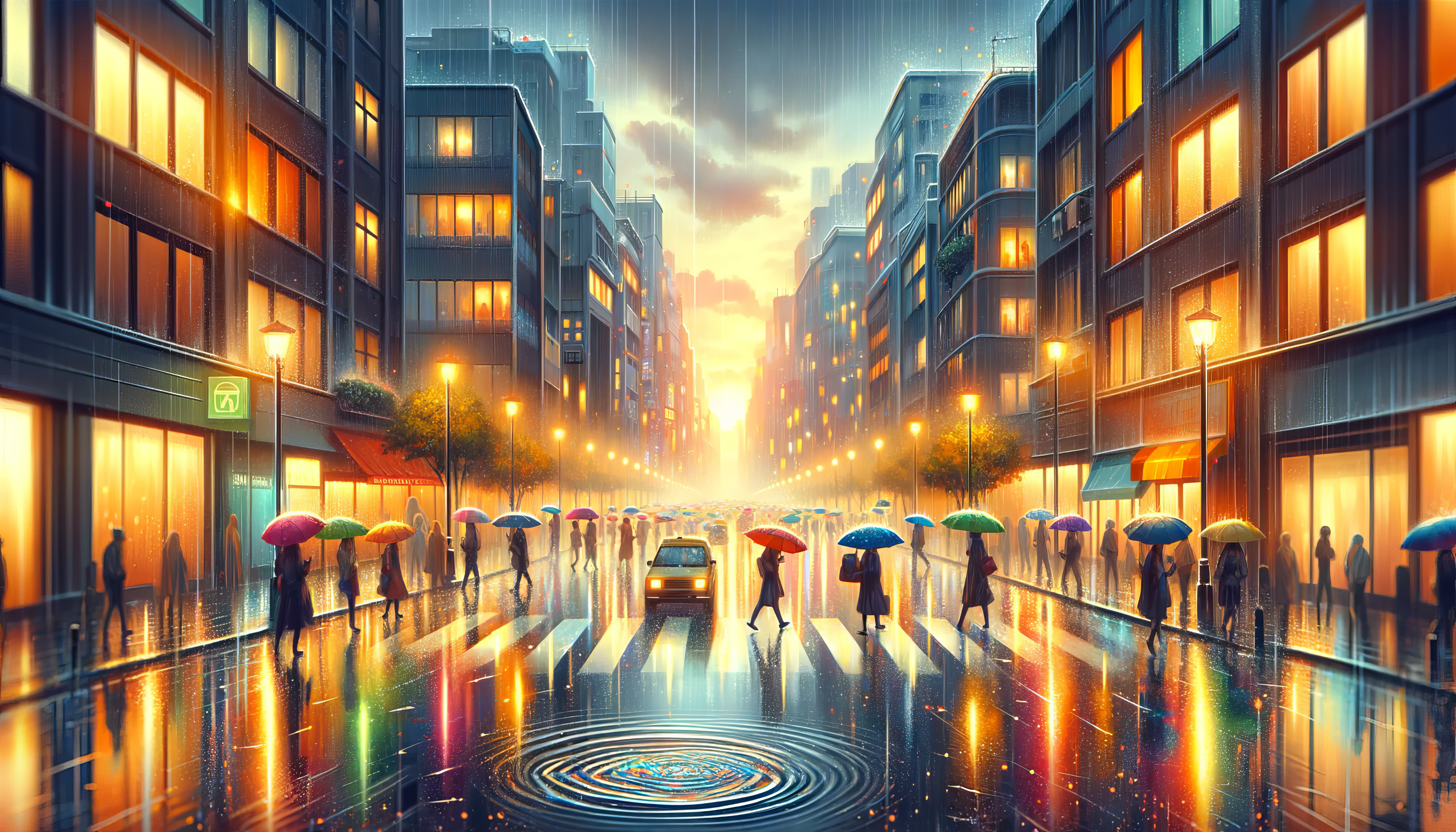 HD Rainy Cityscape Wallpaper