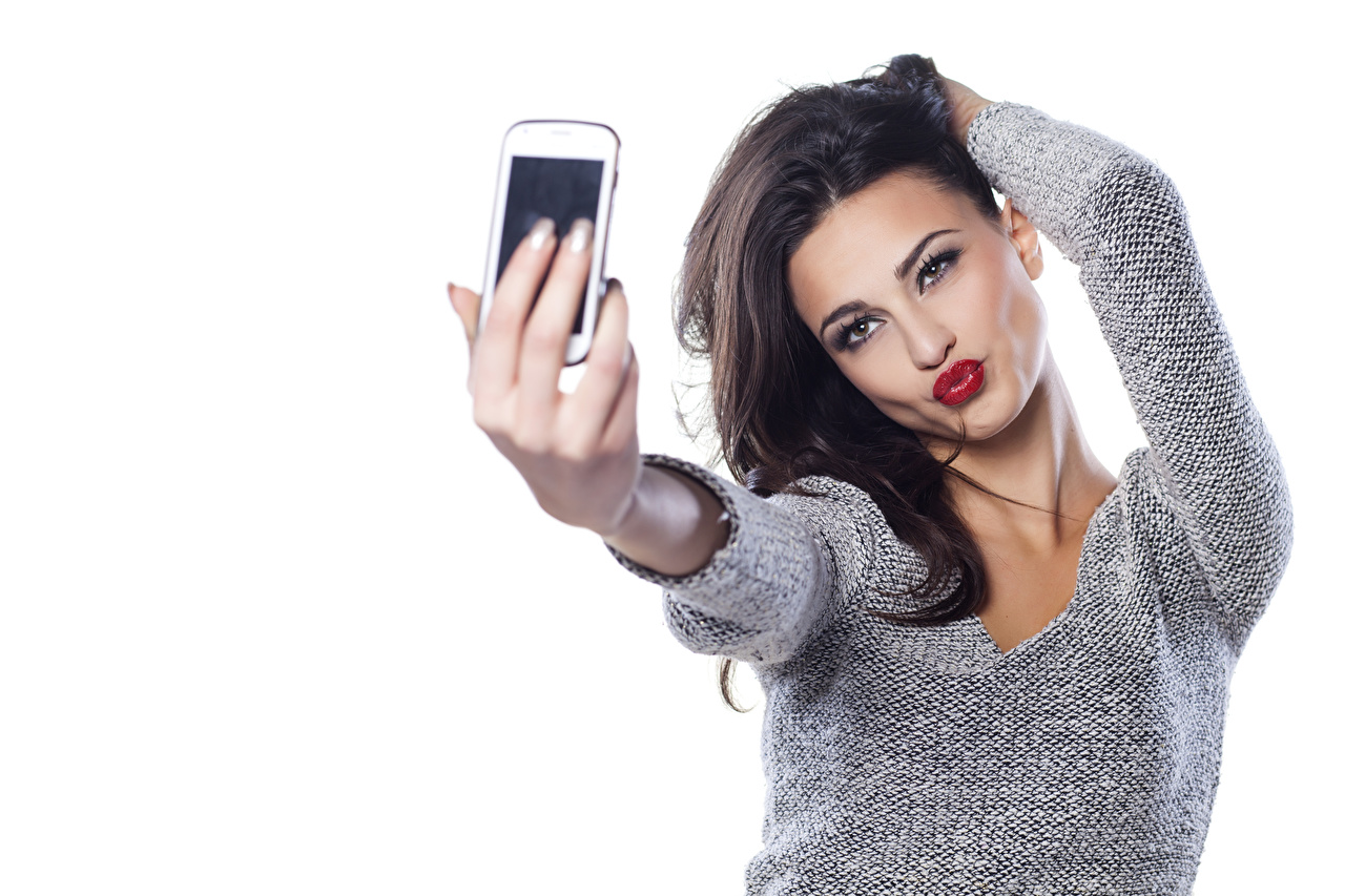 image Brunette girl Selfie posing