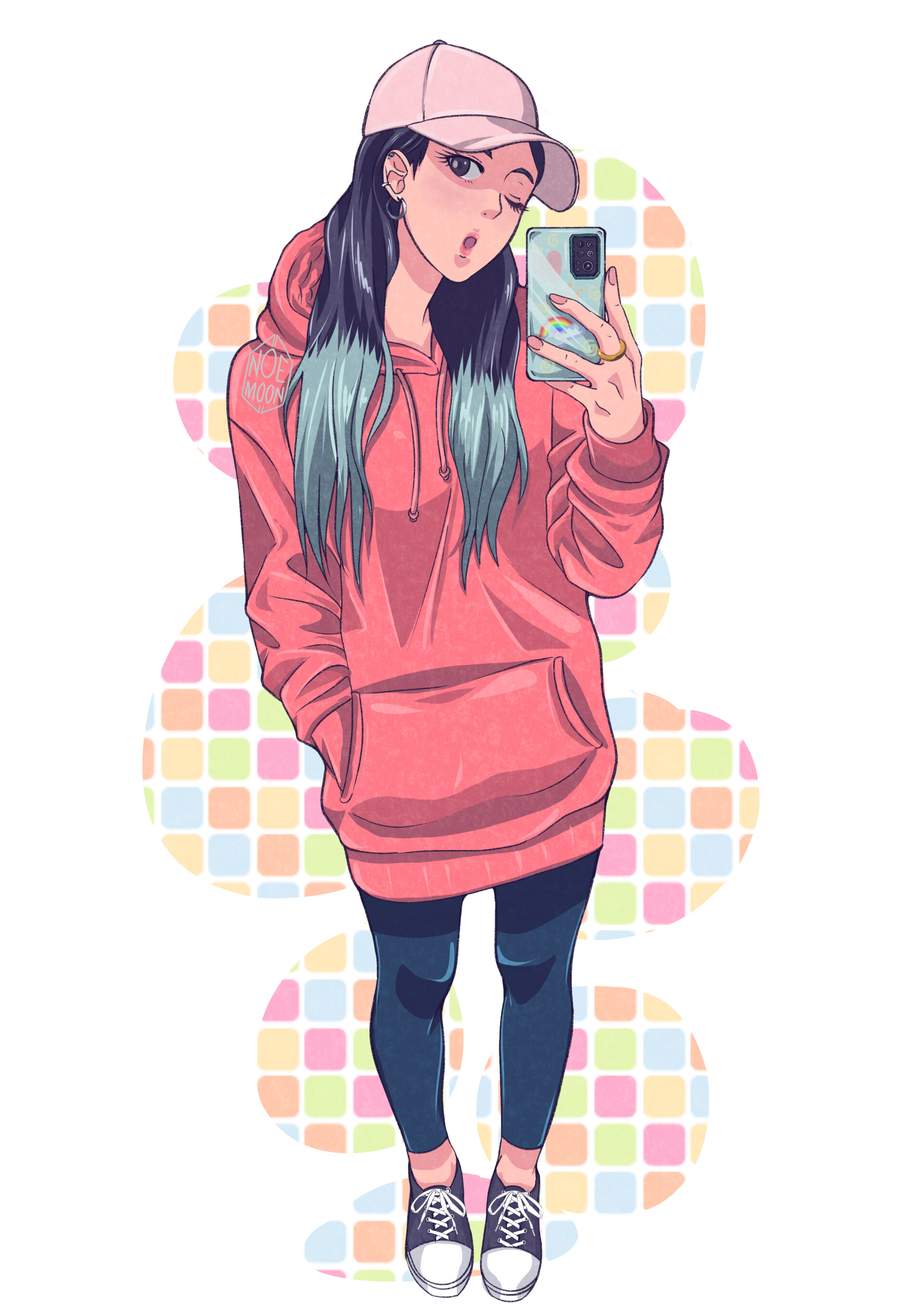 Hoodie Girl's Selfie