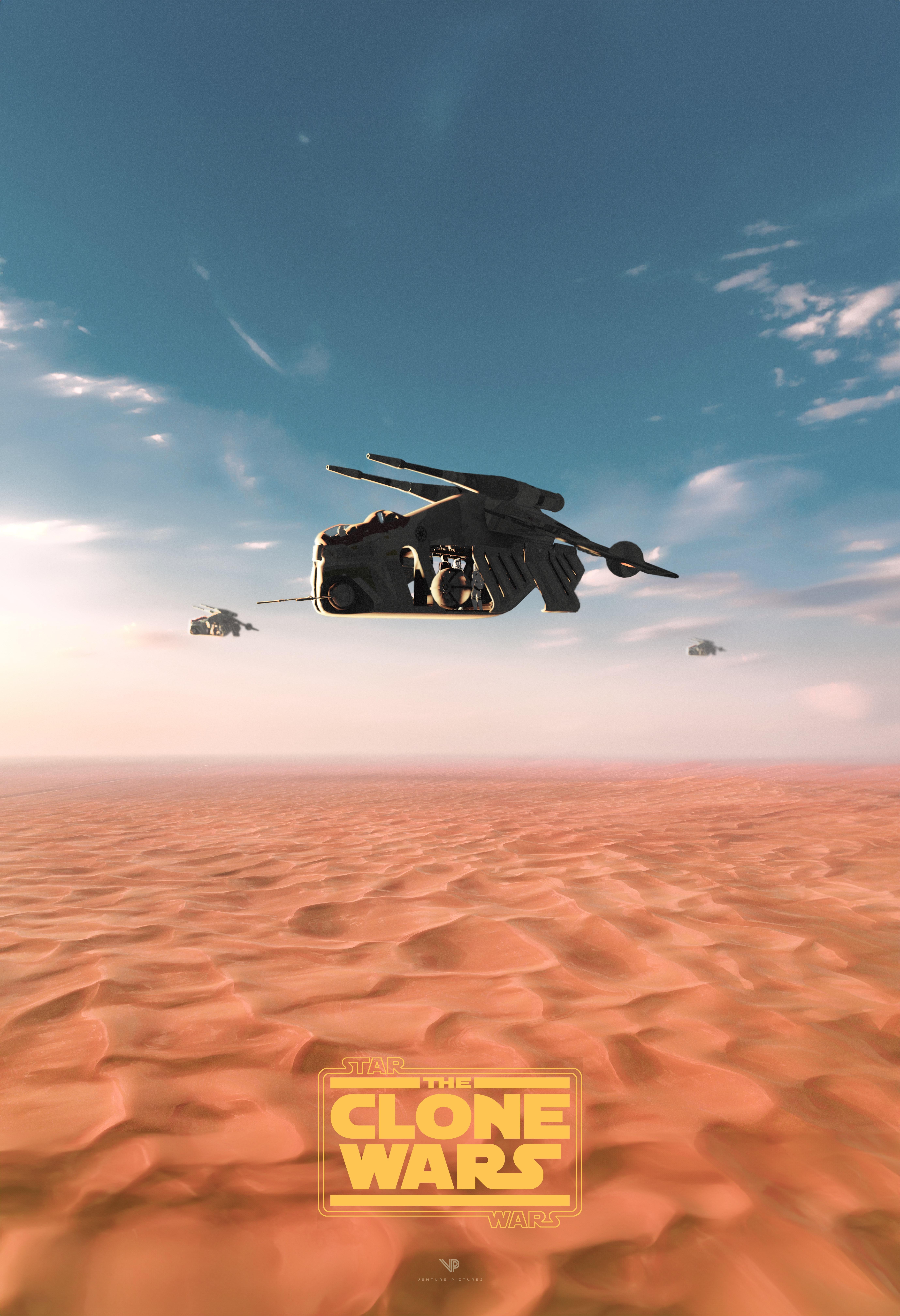 LAAT flying across geonosis