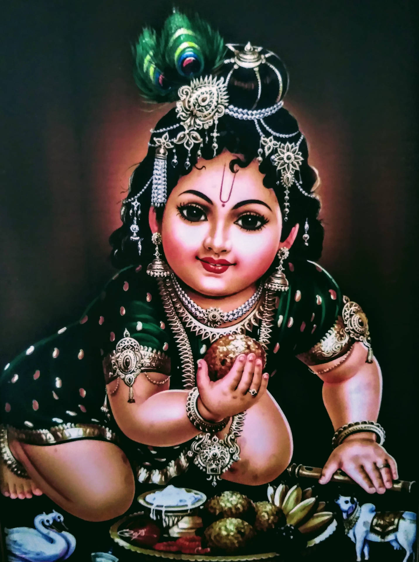 Baby Krishna HD Dark Art Wallpaper