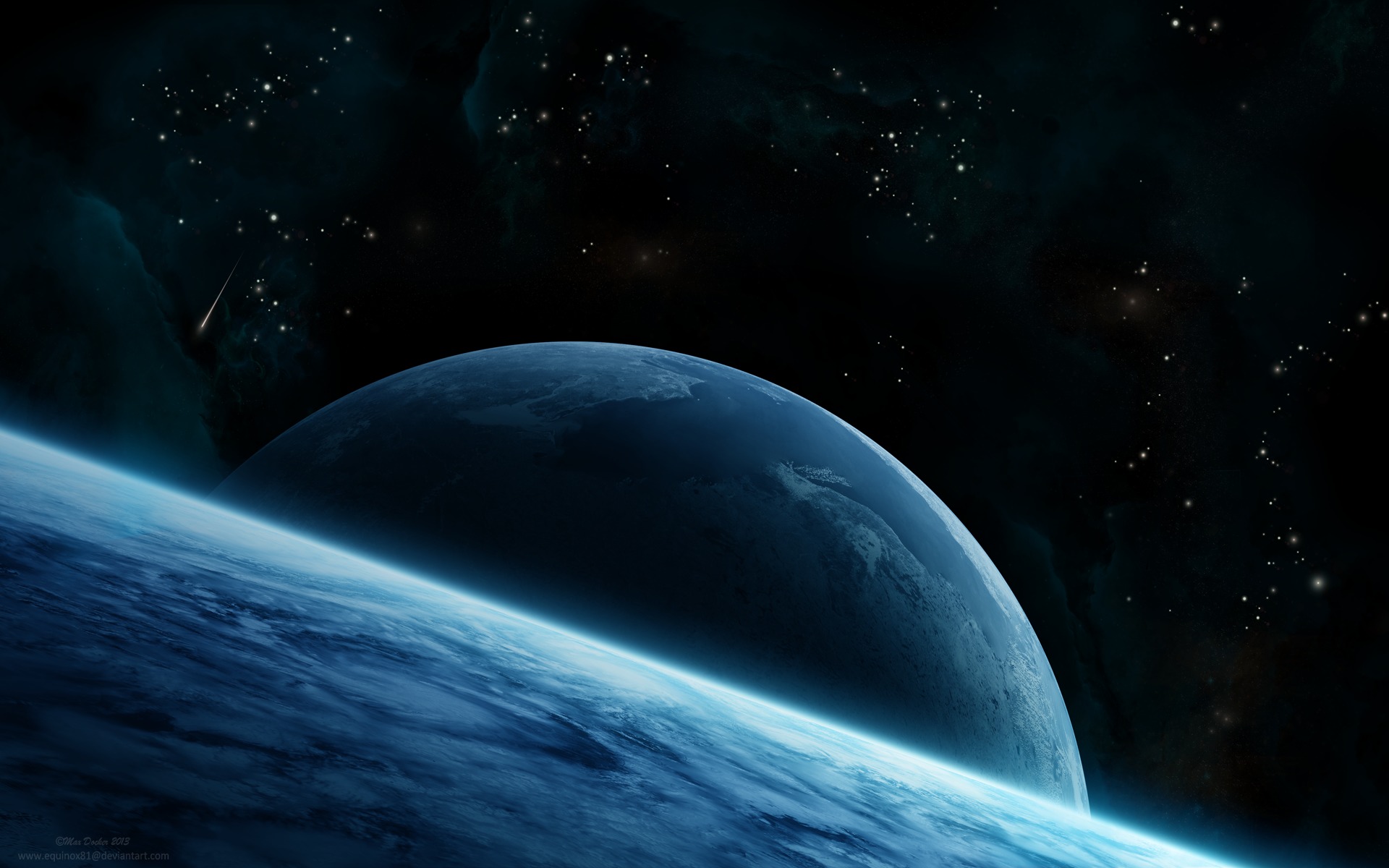 Wallpaper Star, Blue, planet, asteroid