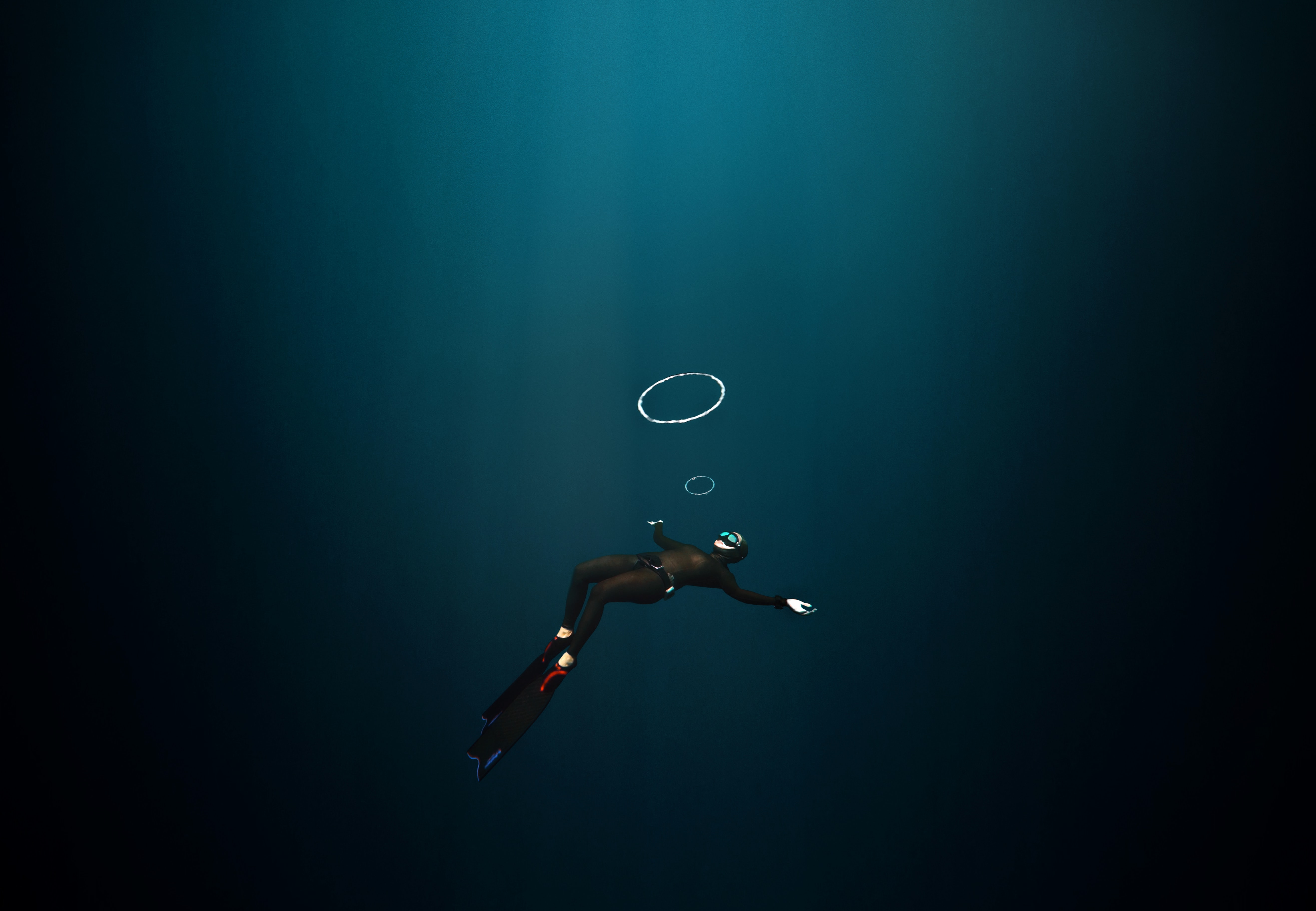HD desktop wallpaper: Diver, Flippers