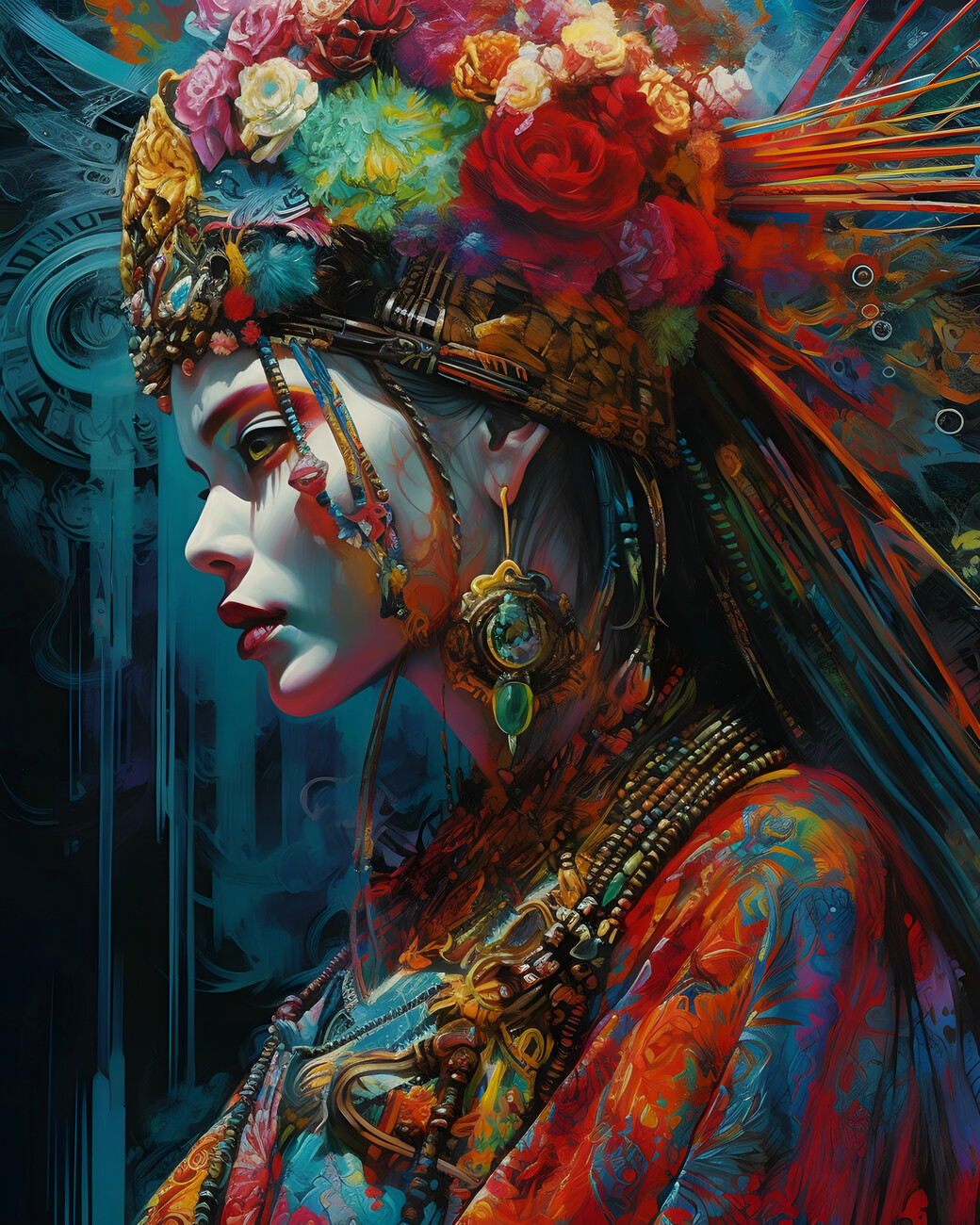 Psychedelic Women Wall Mural