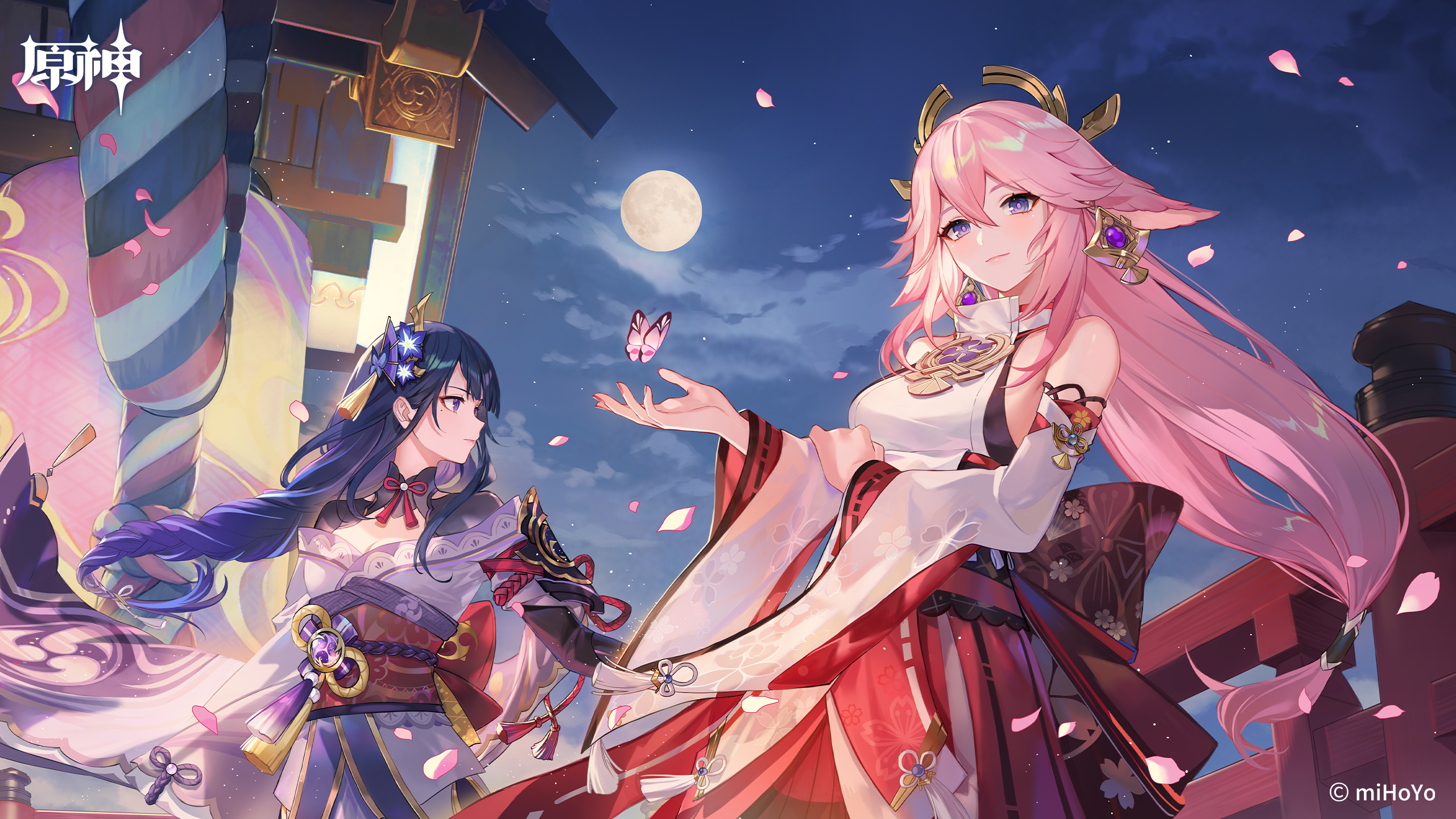 Yae Miko and Ei official wallpaper