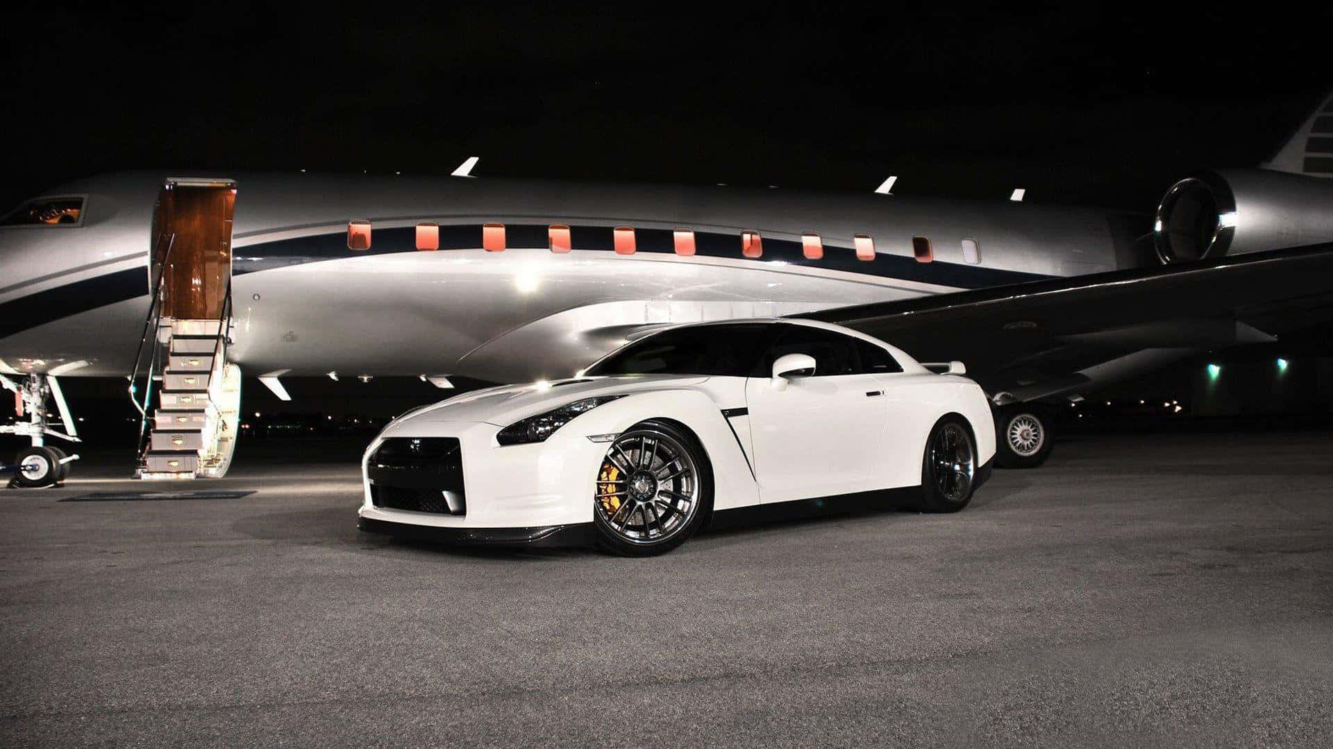 Luxury Car and Jet Race Wallpaper