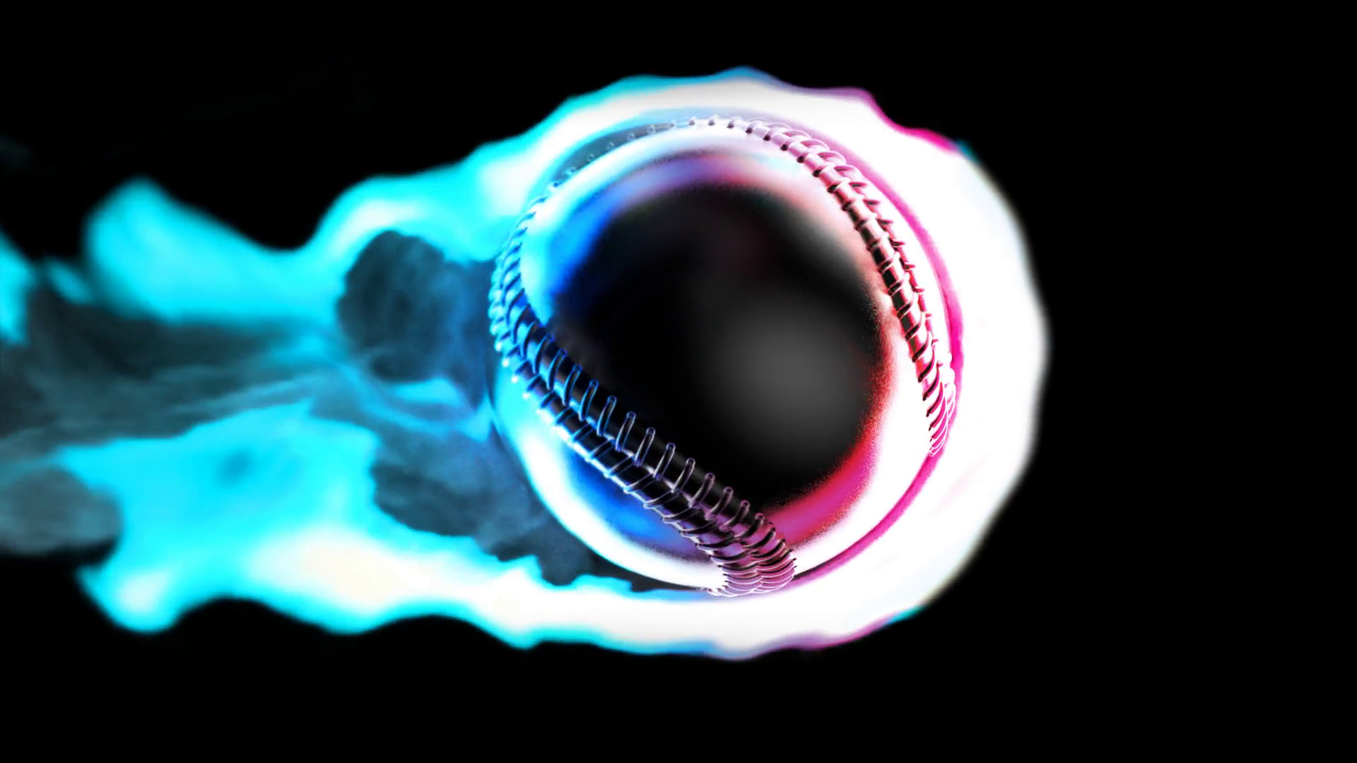 Flying Baseball On Fire On Black