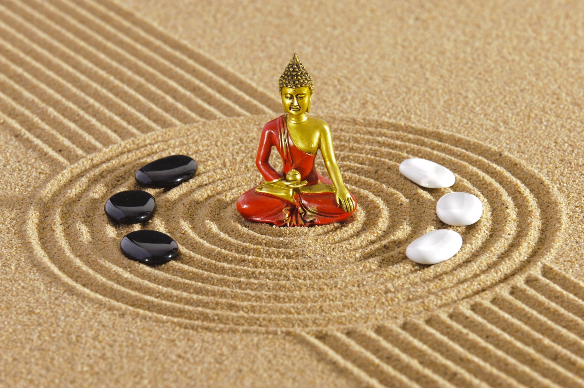 Zen Buddha in Sand Garden Ultra HD Wallpaper