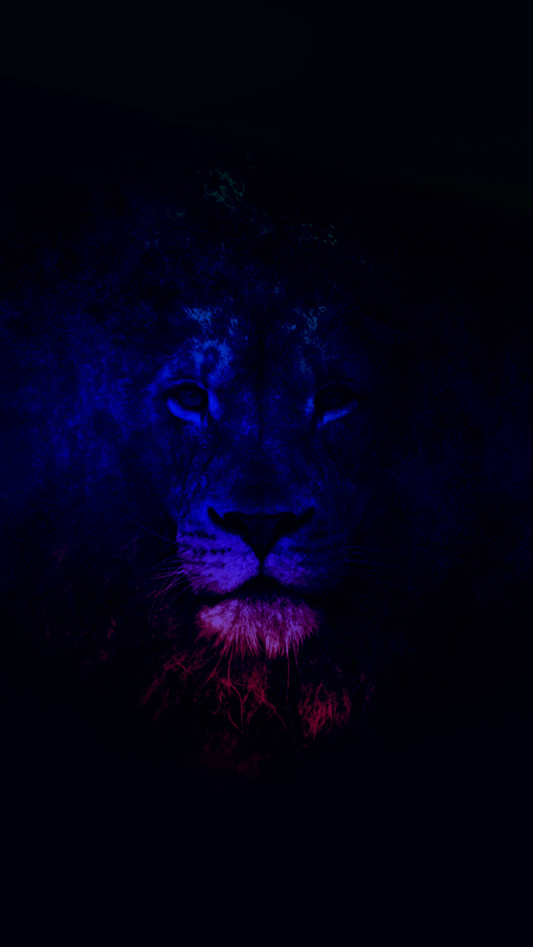 Neon Blue Lion iPhone Wallpaper