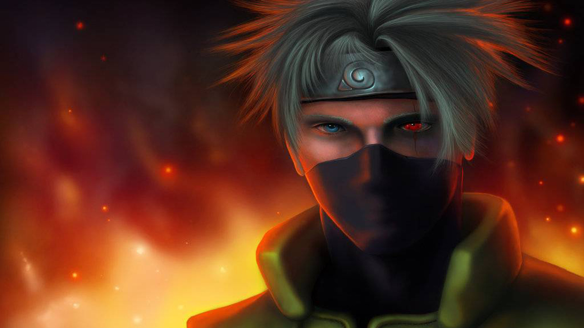 Download wallpaper flame, male, Anime