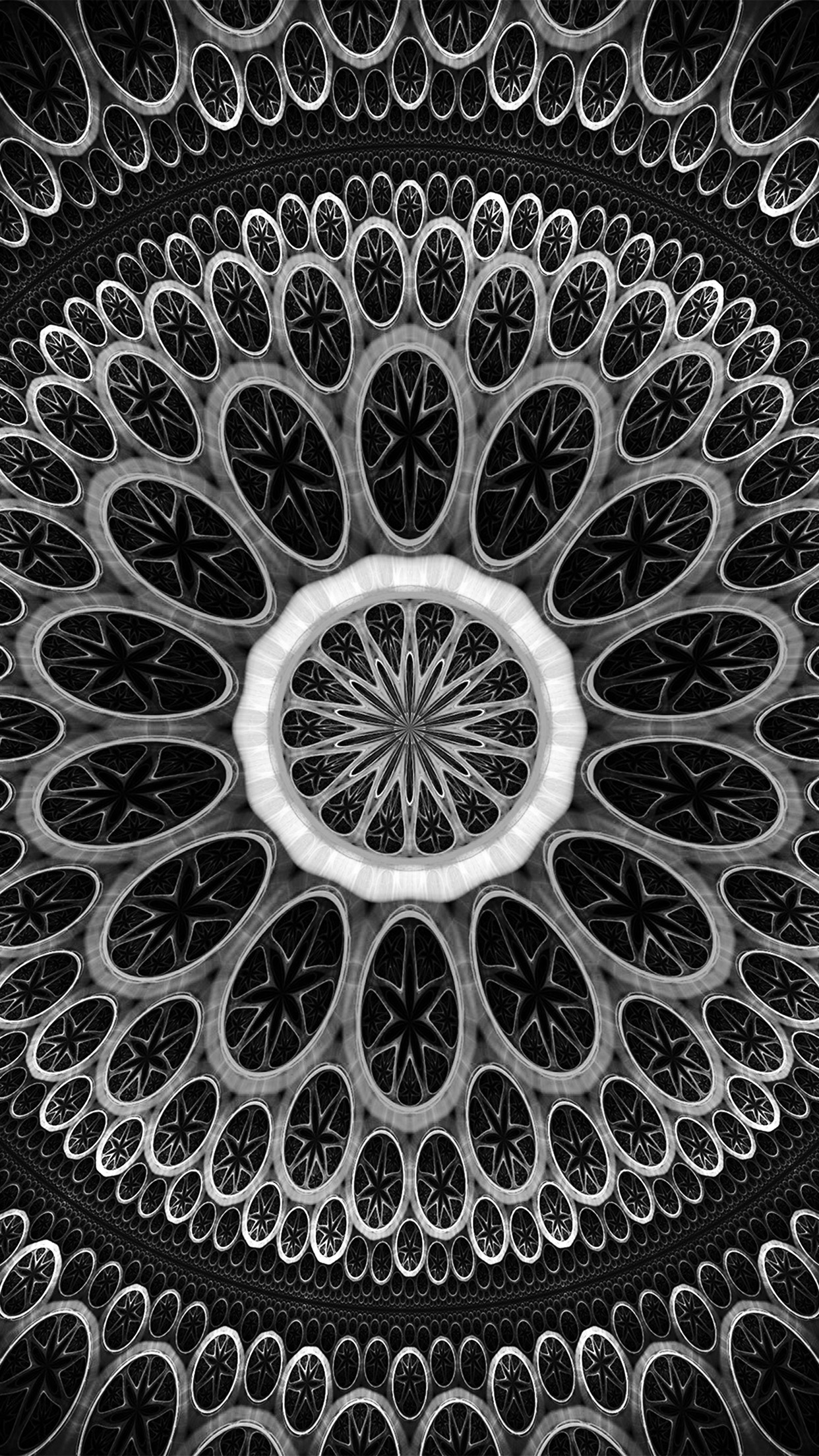 Psychedelic Art Pattern Dark Bw