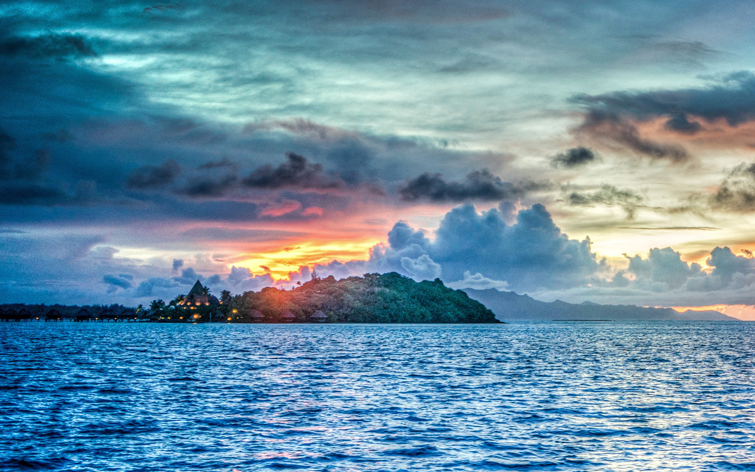 Borabora Sea Island Sunset Summer