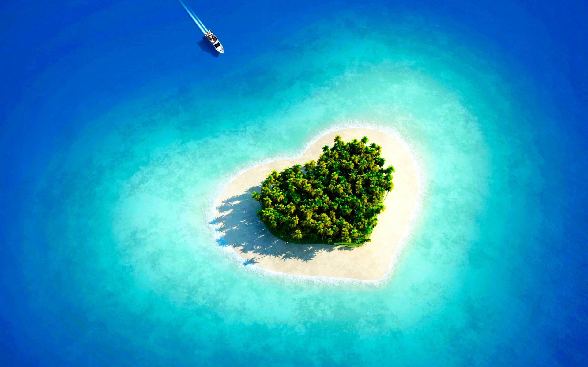Heart Shape Island Wallpaper