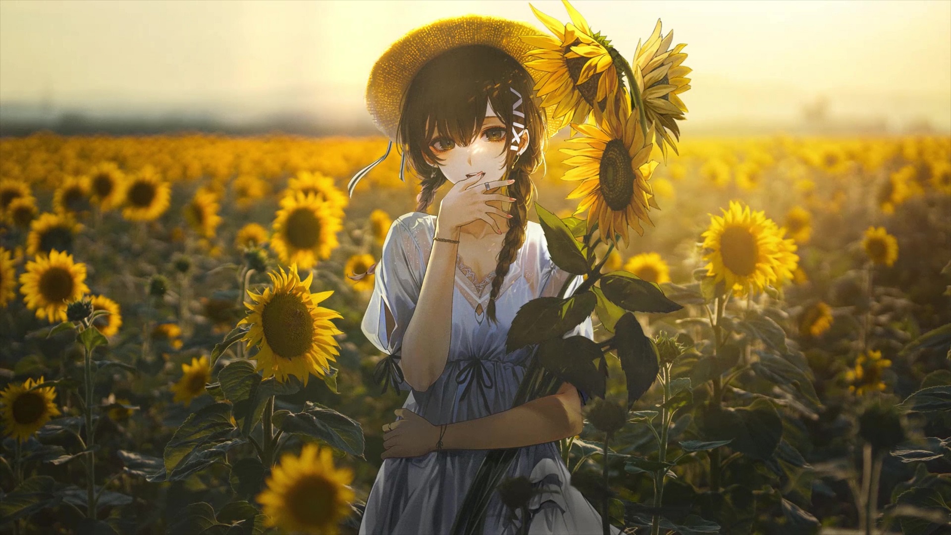 Anime Girl Sunflower Live Wallpaper