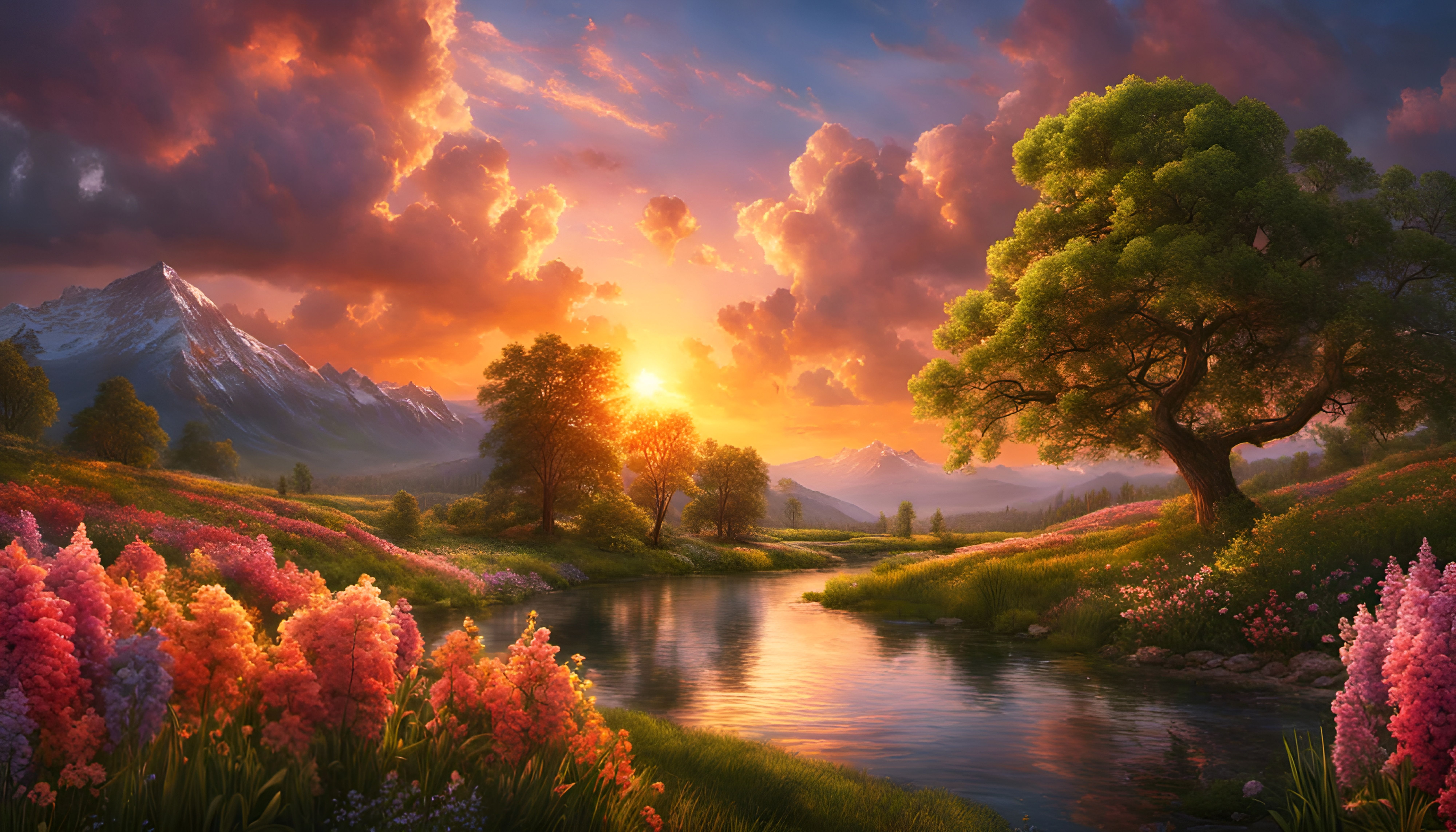 E1001 Gorgeous Spring Sunset Landscape