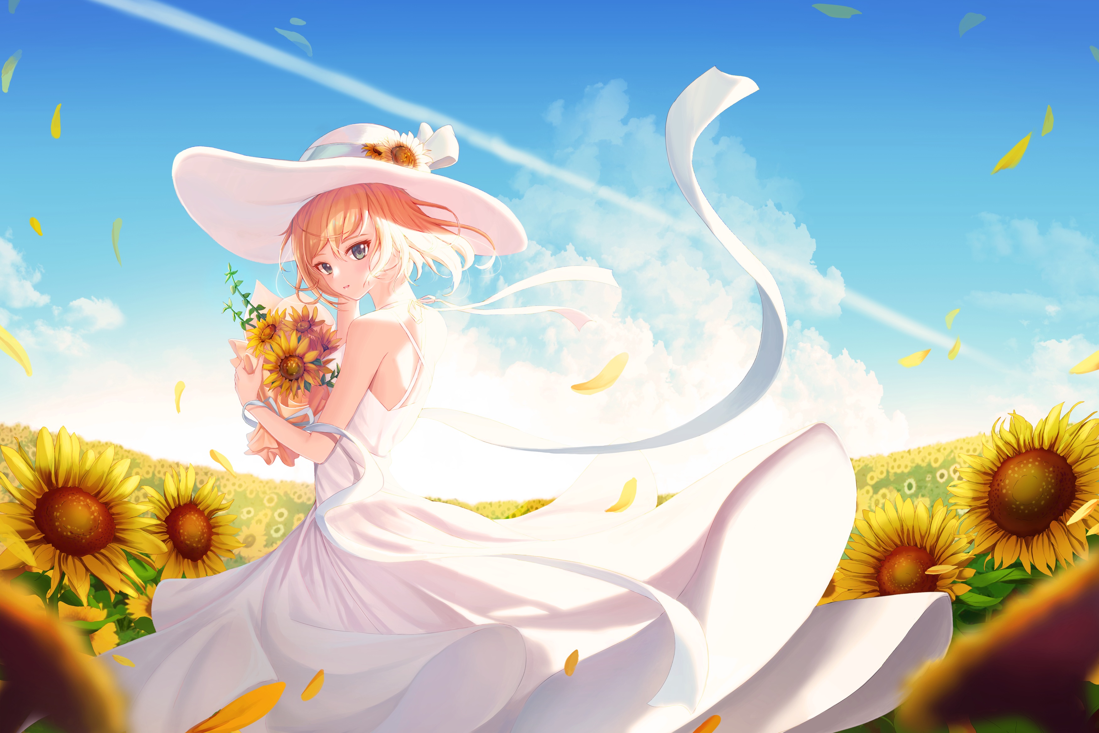 Anime Anime Girls Dress Sun Dress Hat