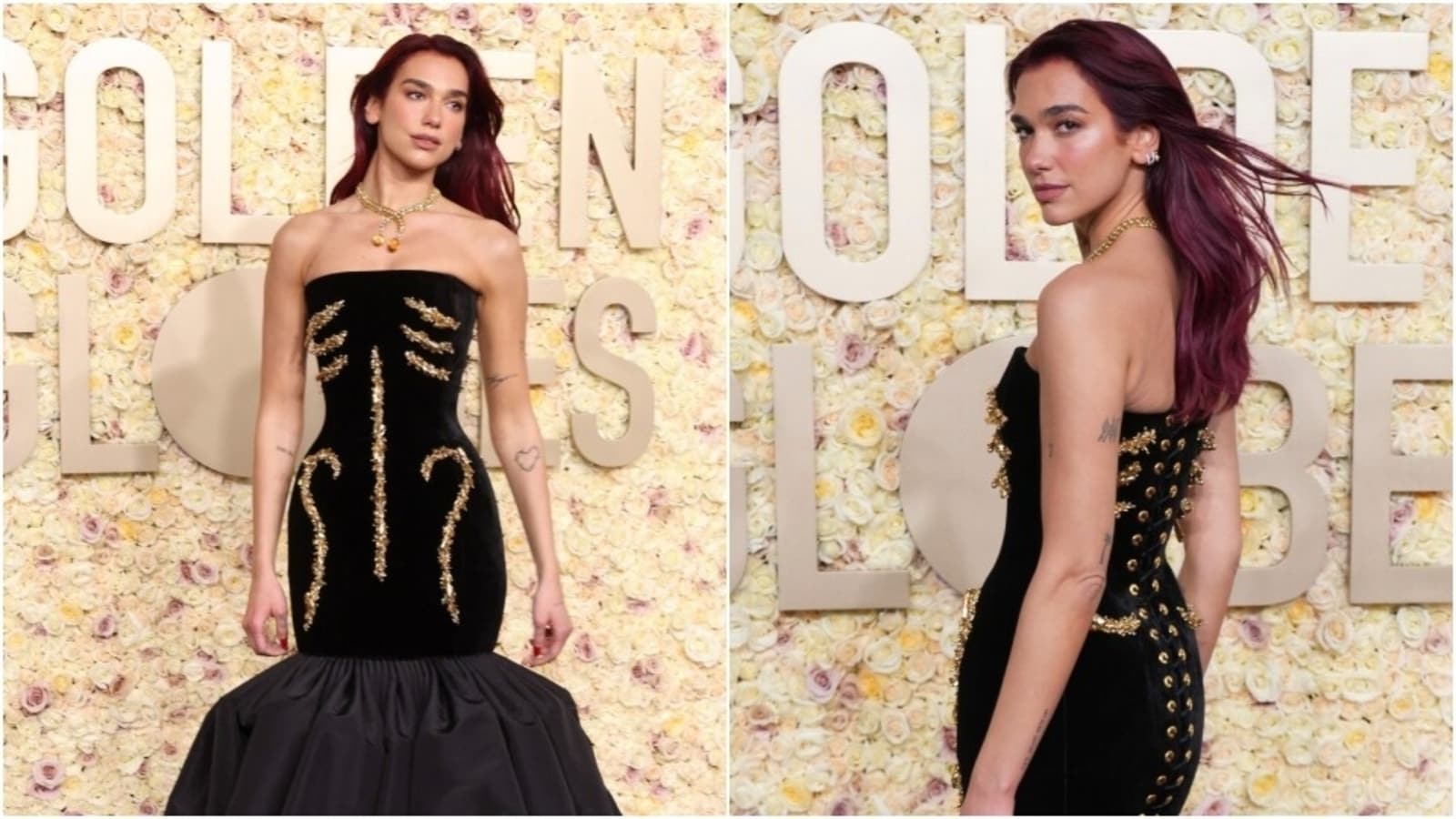 Dua Lipa in black Schiaparelli gown was
