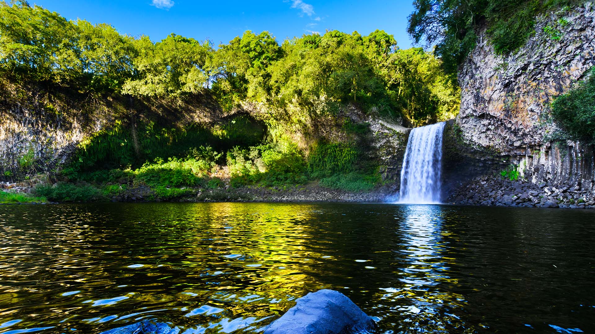 Waterfall of Bassin La Paix at Reunion