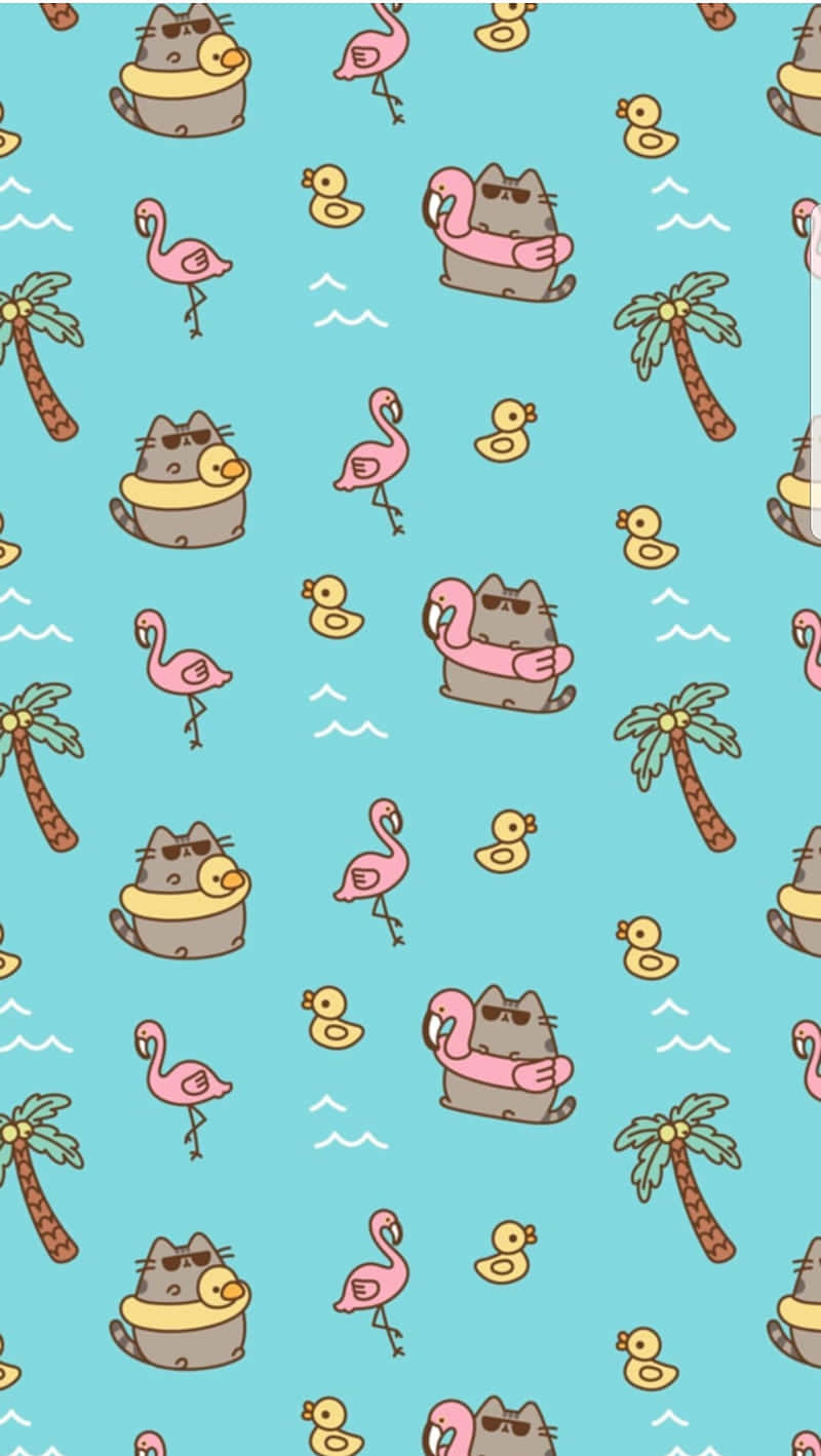 Download Summer Fun Pusheen Wallpaper