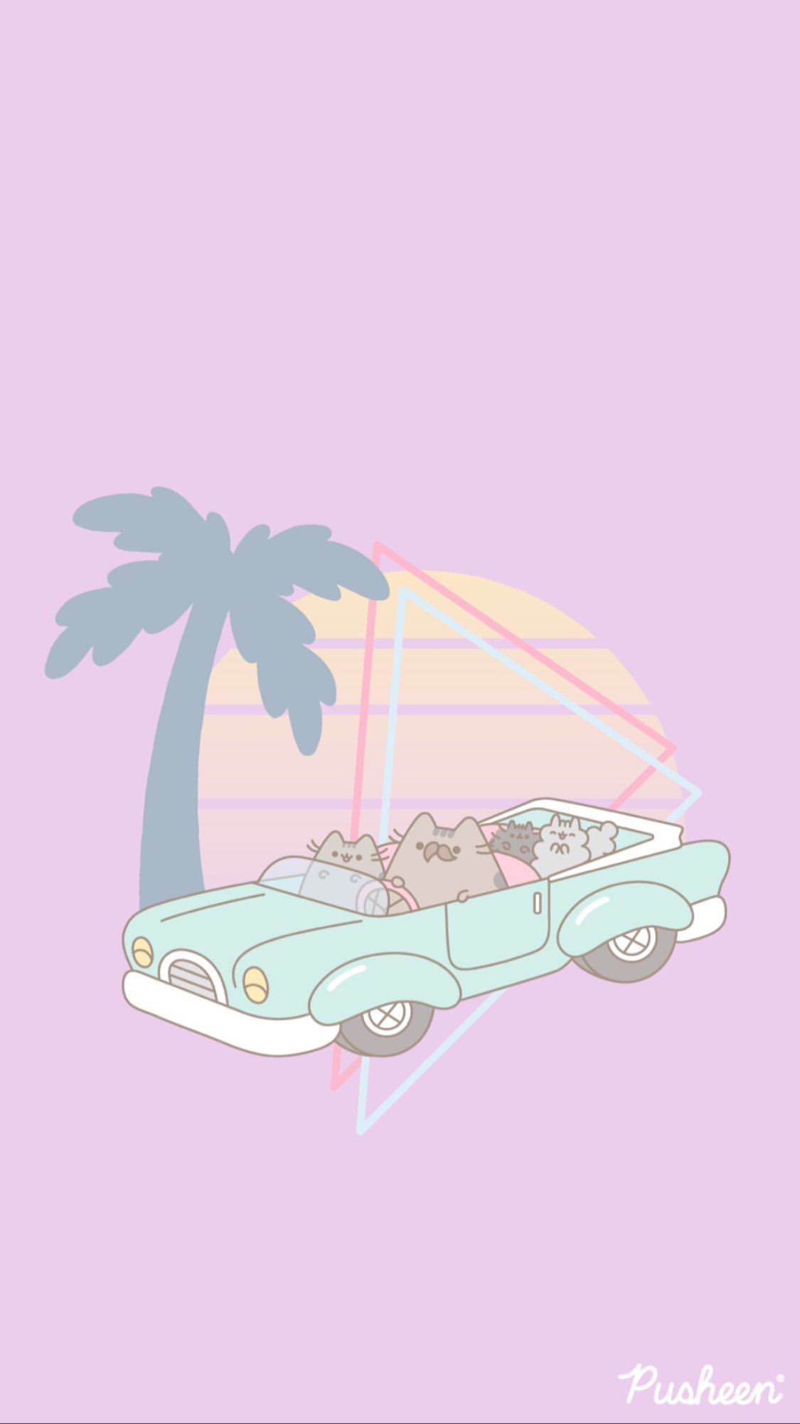 Pusheen Summer Car Wallpaper. Pusheen