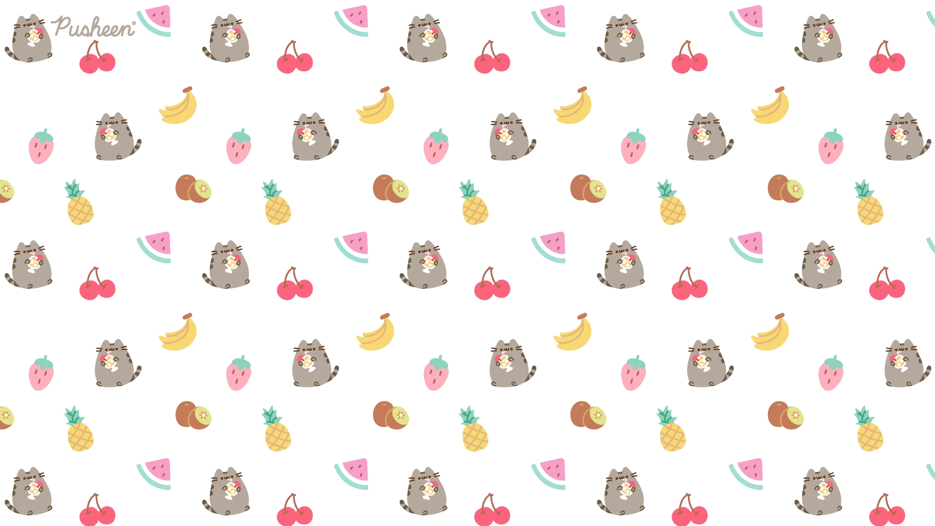 Pusheen The Cat Fruits Background