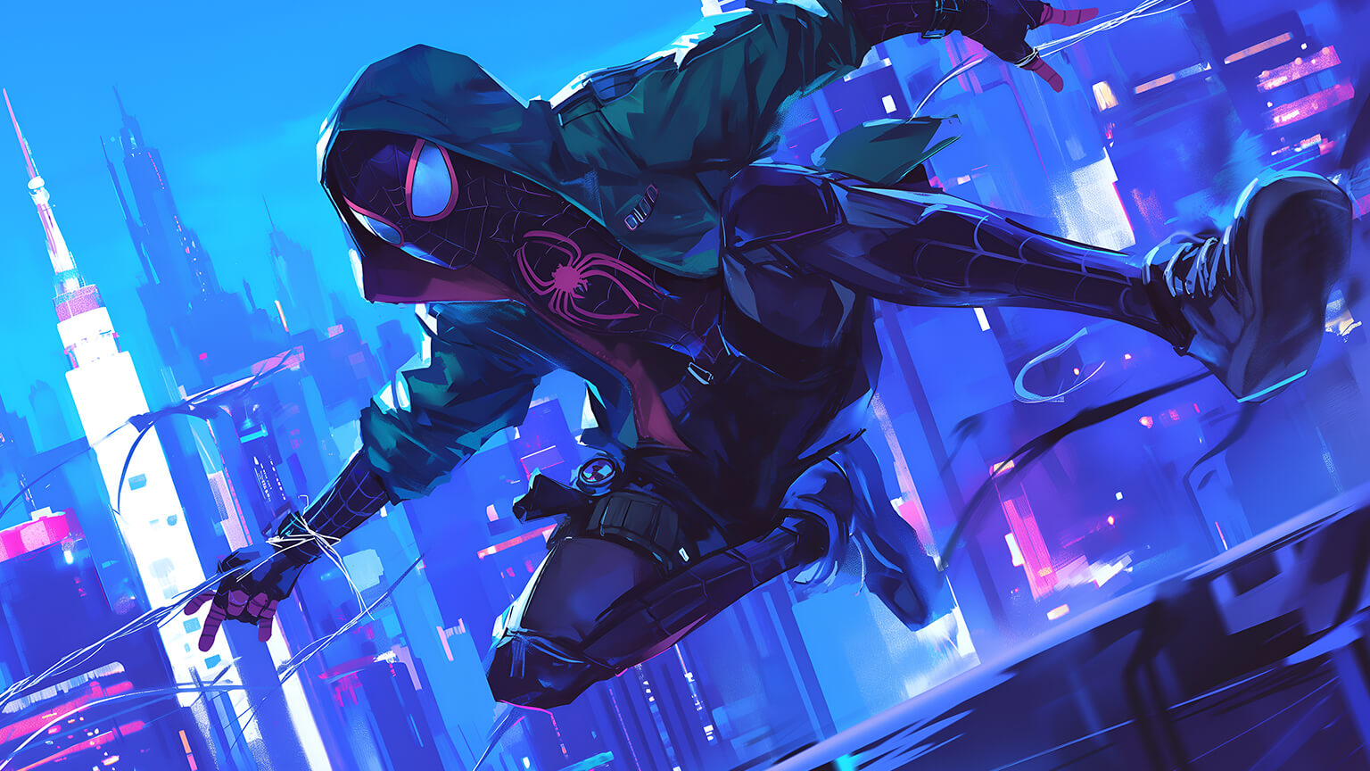 Free Spider Man Miles Morales Night City Desktop Wallpaper In 4K