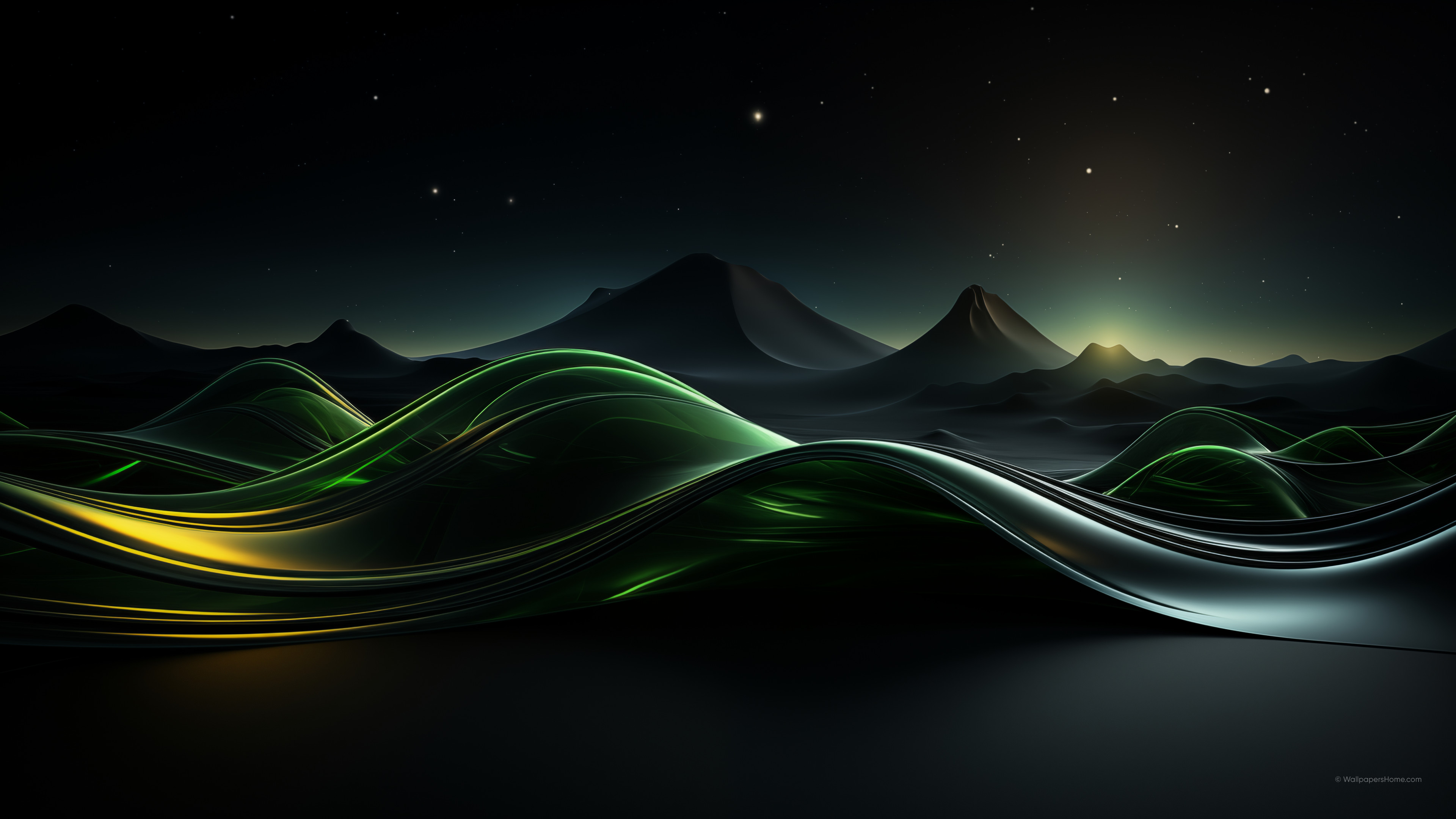Wallpaper mountains, waves, black