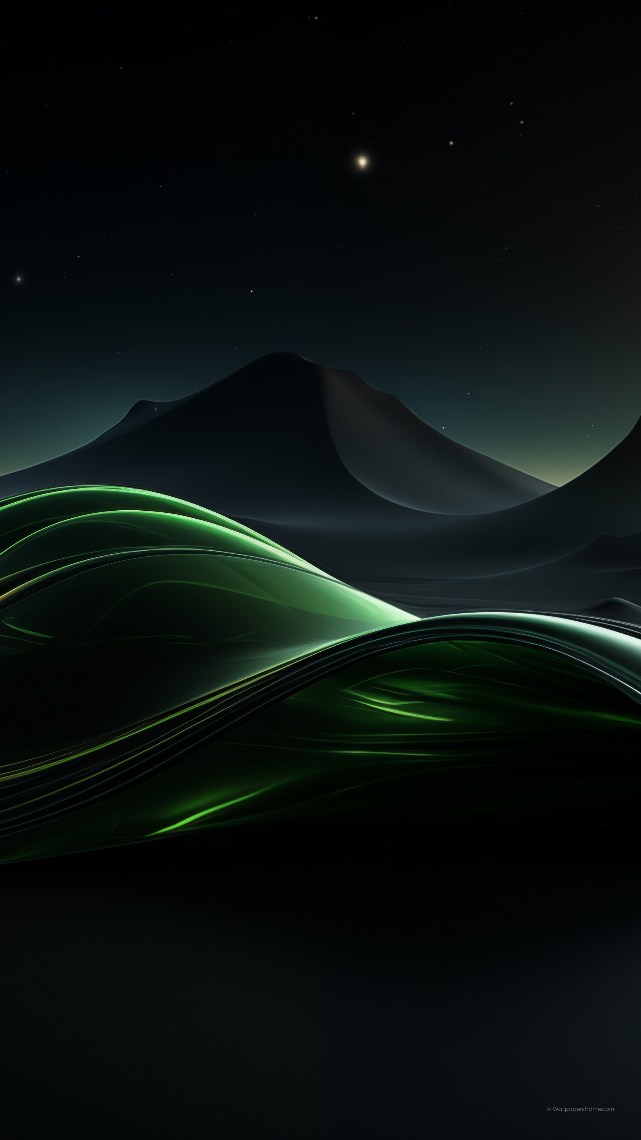 Wallpaper mountains, waves, black