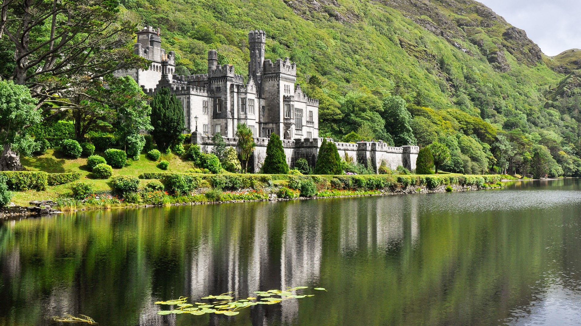 View from water at Kylemore Abbey near