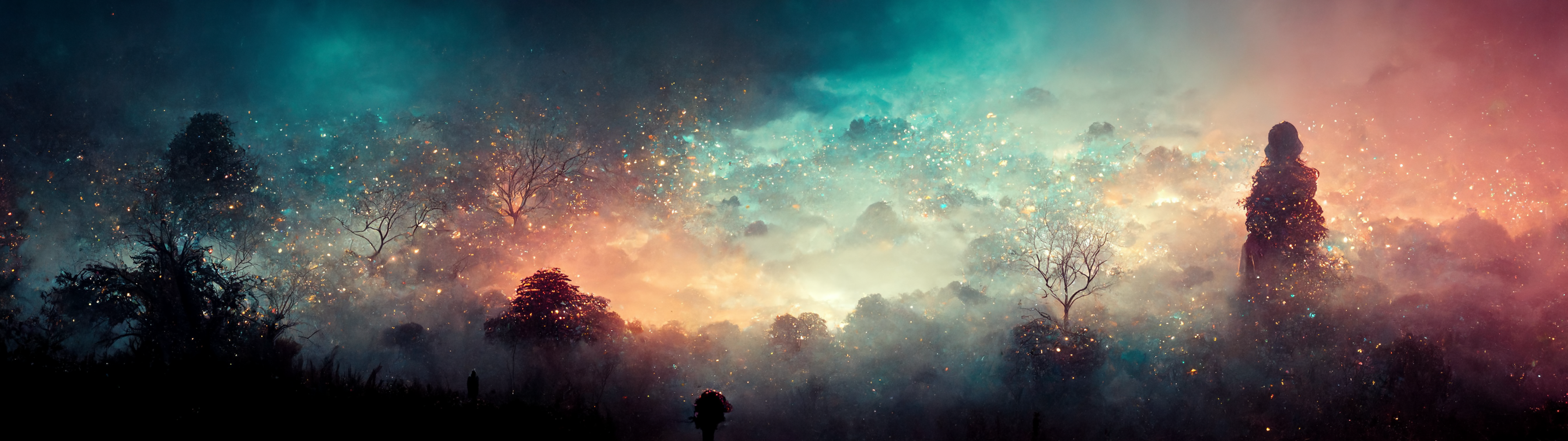 Dusk at imaginary forest, r