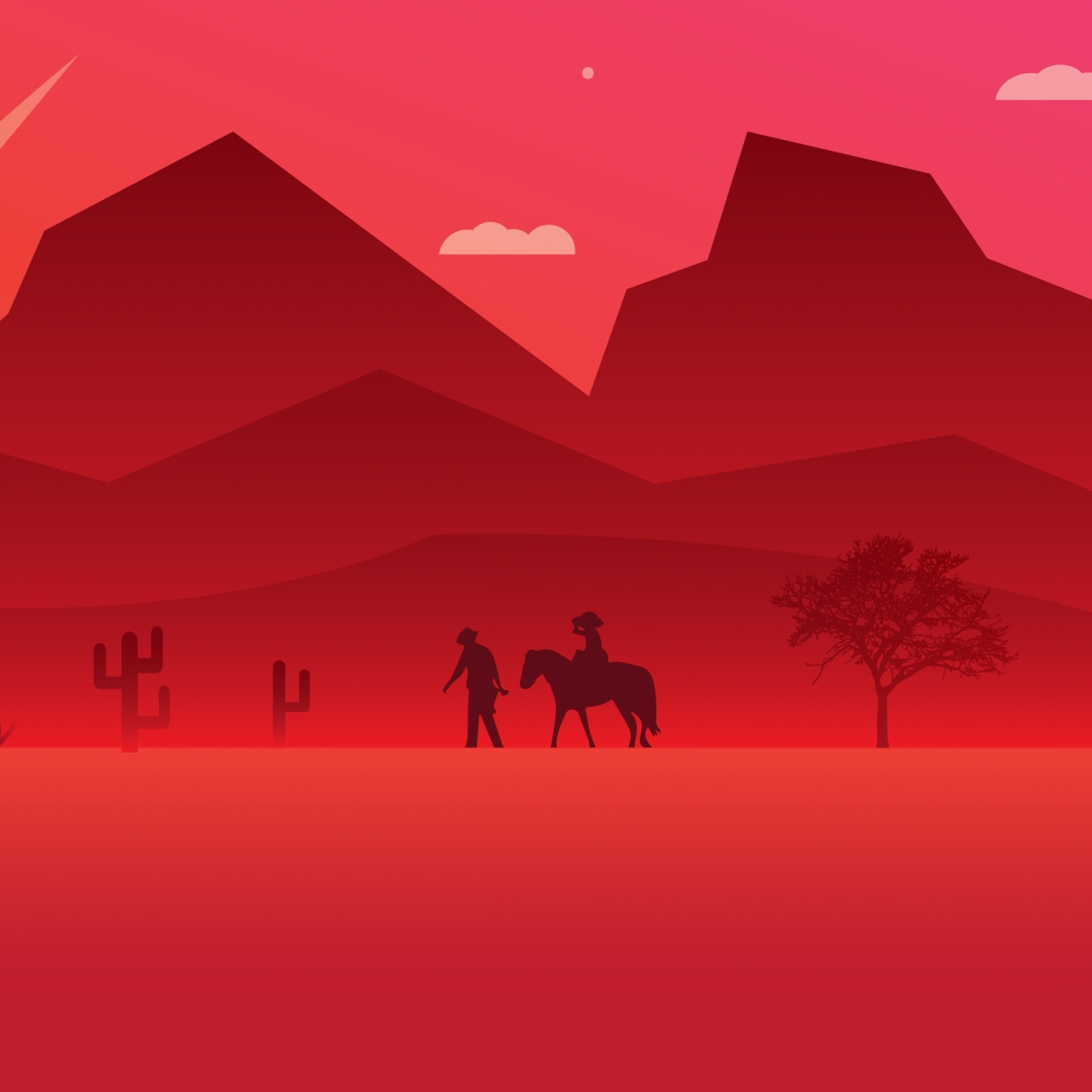 Wallpaper mountains, minimal, red dead
