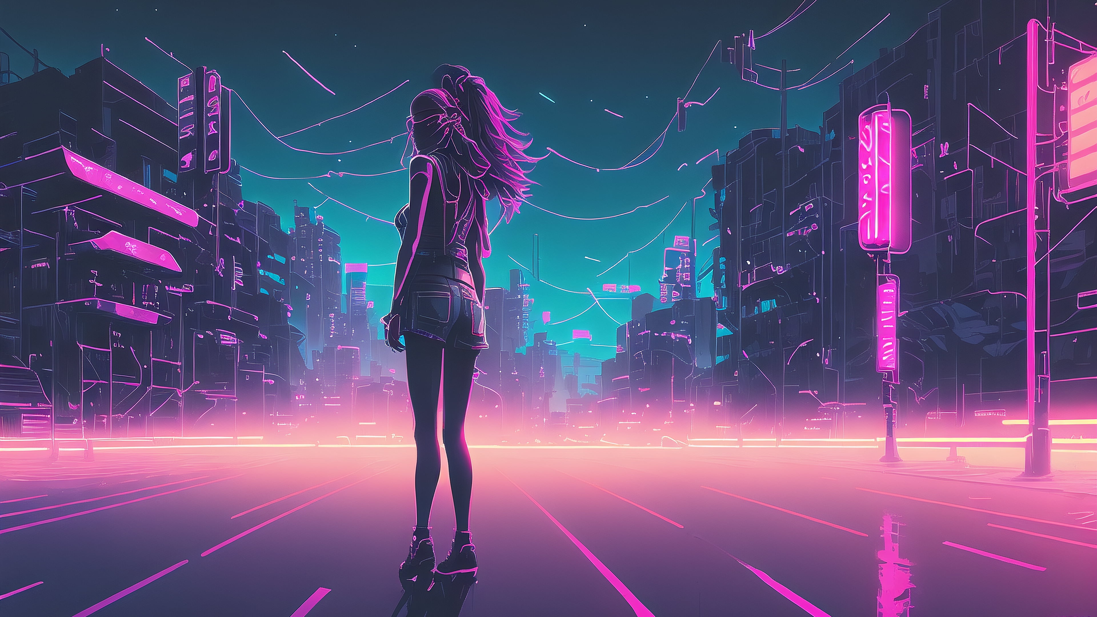 Night City Neon Anime Girl Wallpapers - Wallpaper Cave