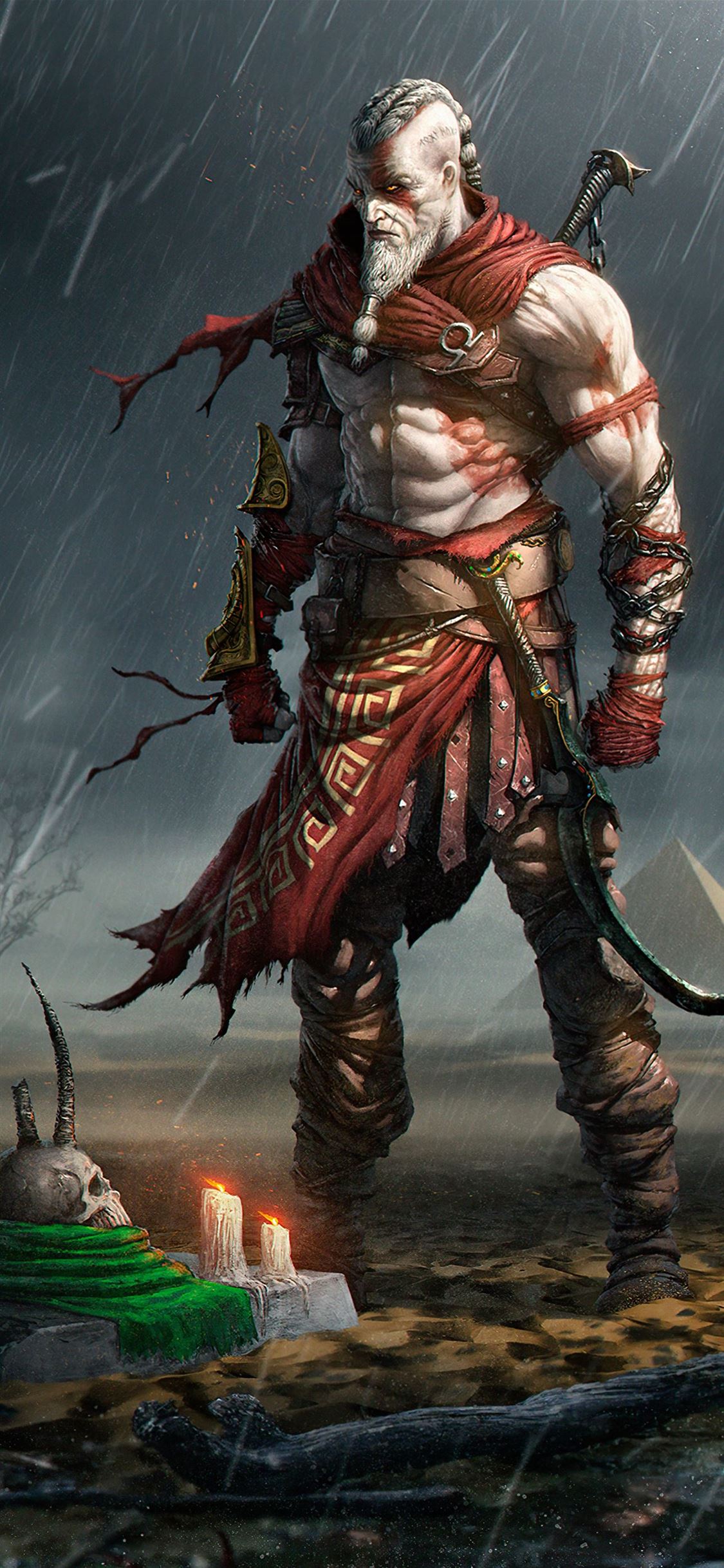 kratos fanart 4k iPhone 11 Wallpaper