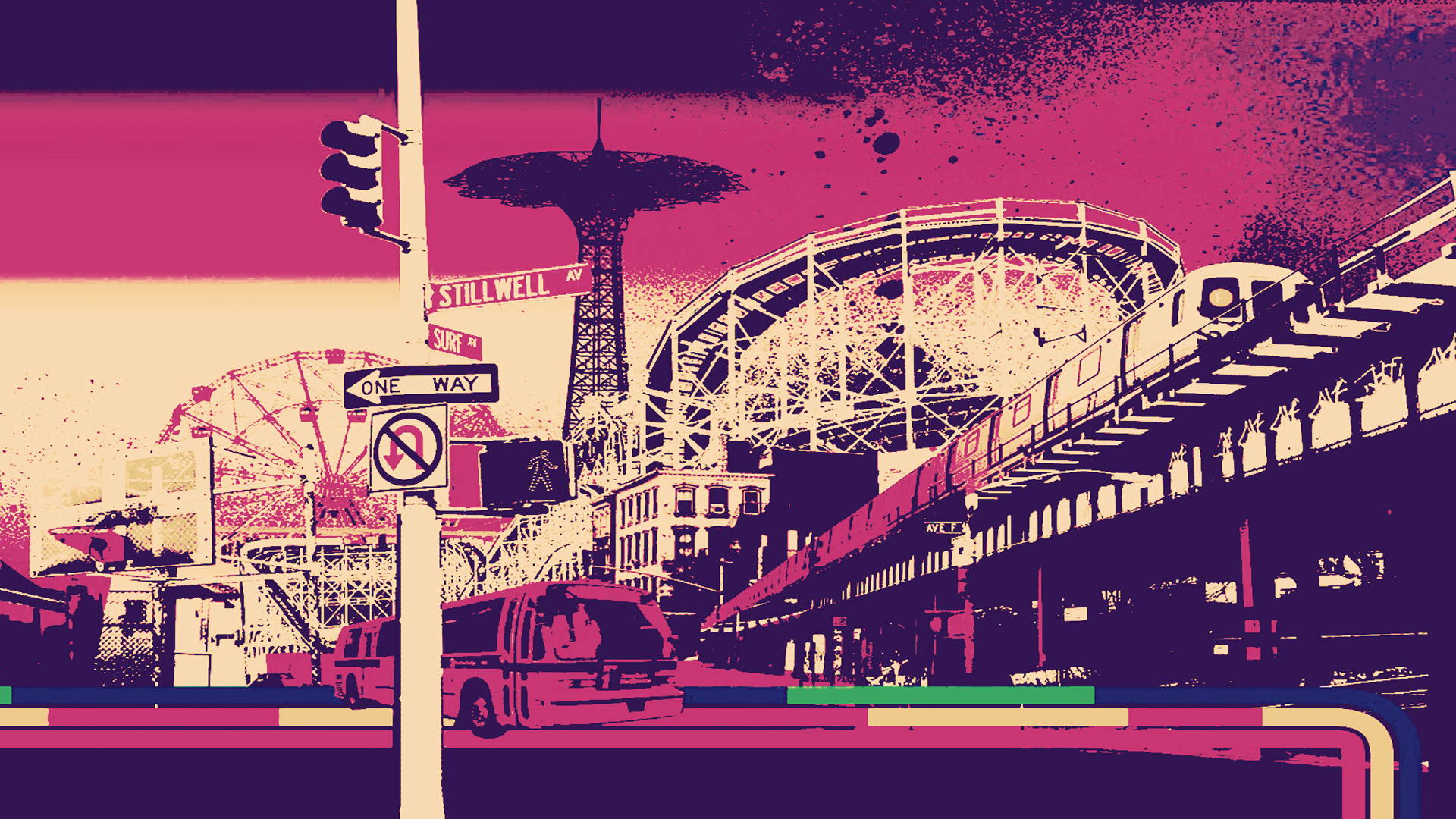 Wallpaper city, Pink, vintage, retro