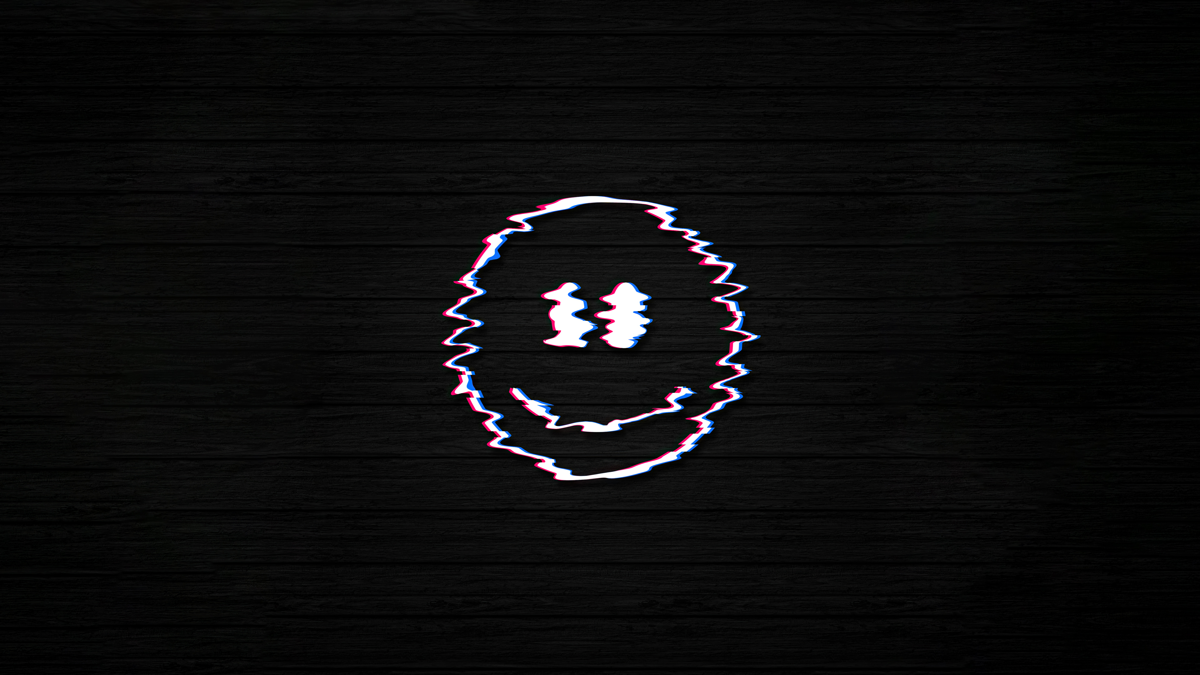 Smiley Glitch Dark Black 4k Wallpaper
