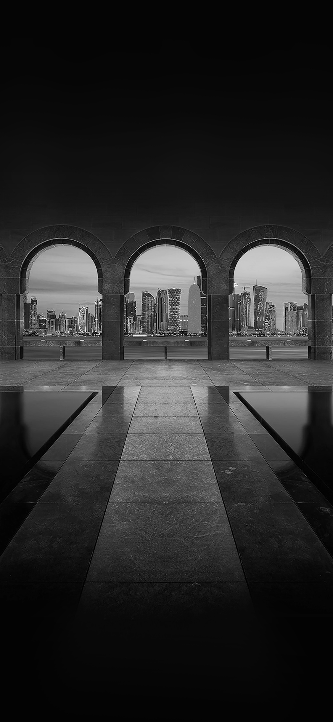 Dubai Road Bridge Dark Bw City