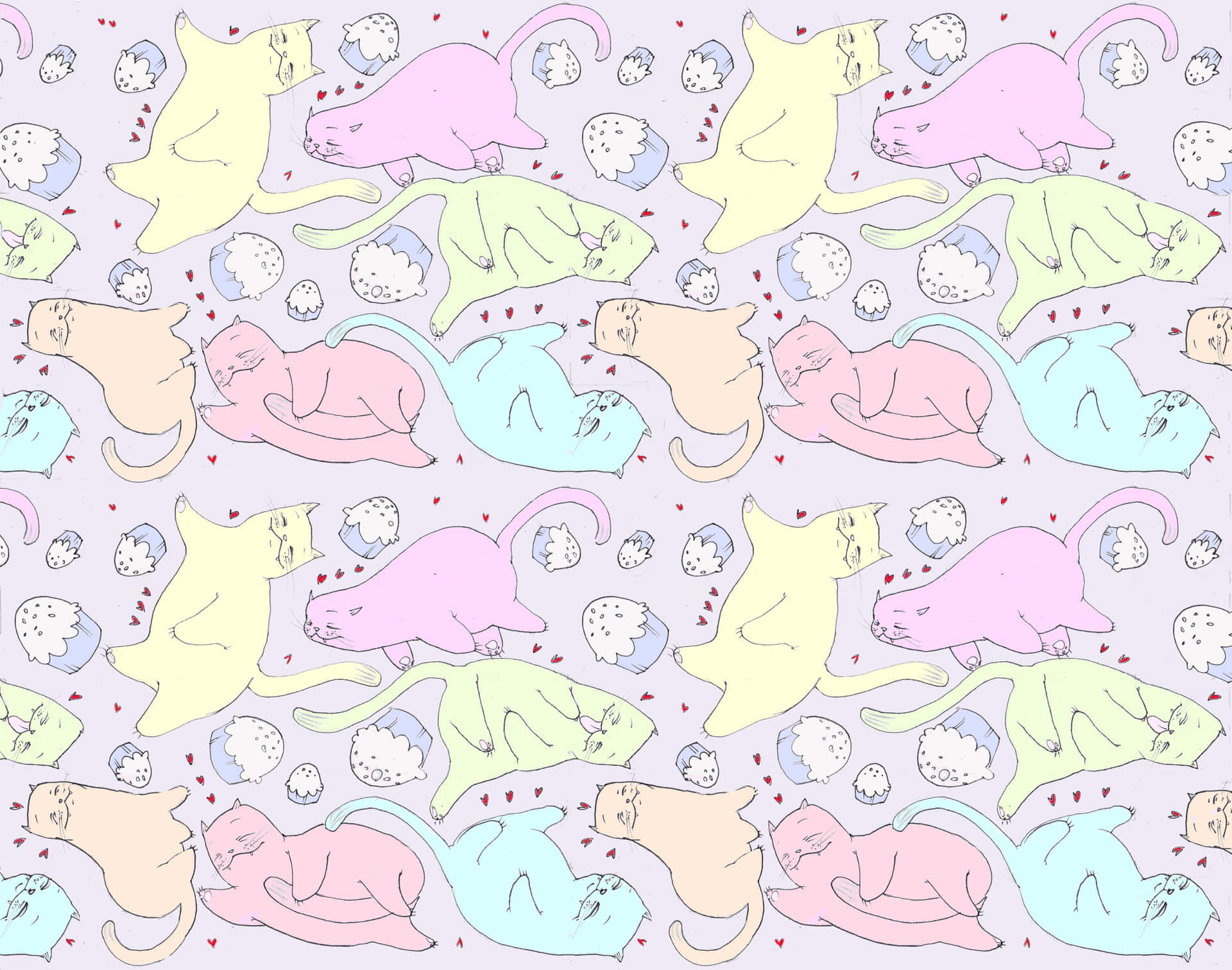 Cute Cat Pattern Wallpaper