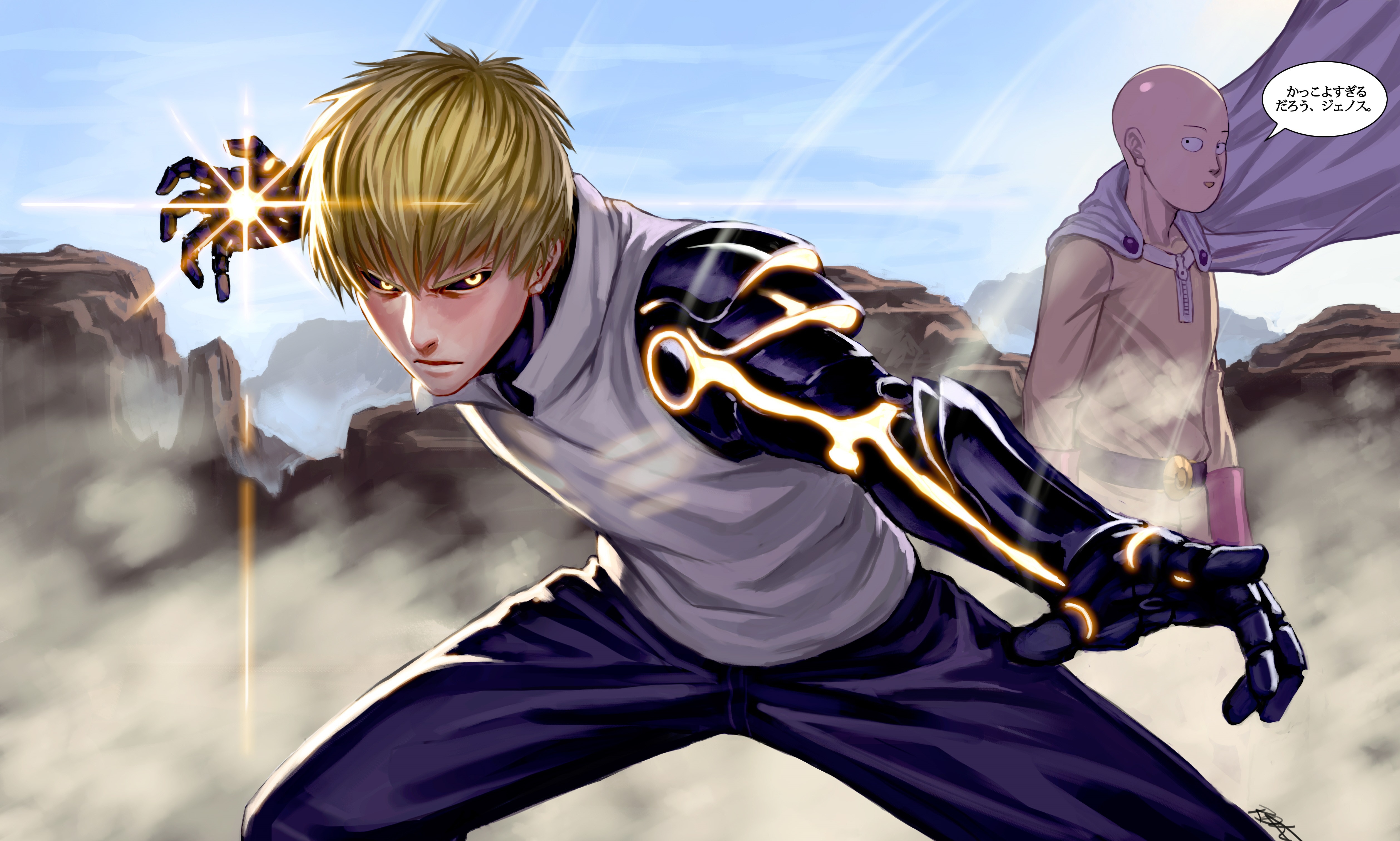 Wallpaper anime, art, guys, cyborg