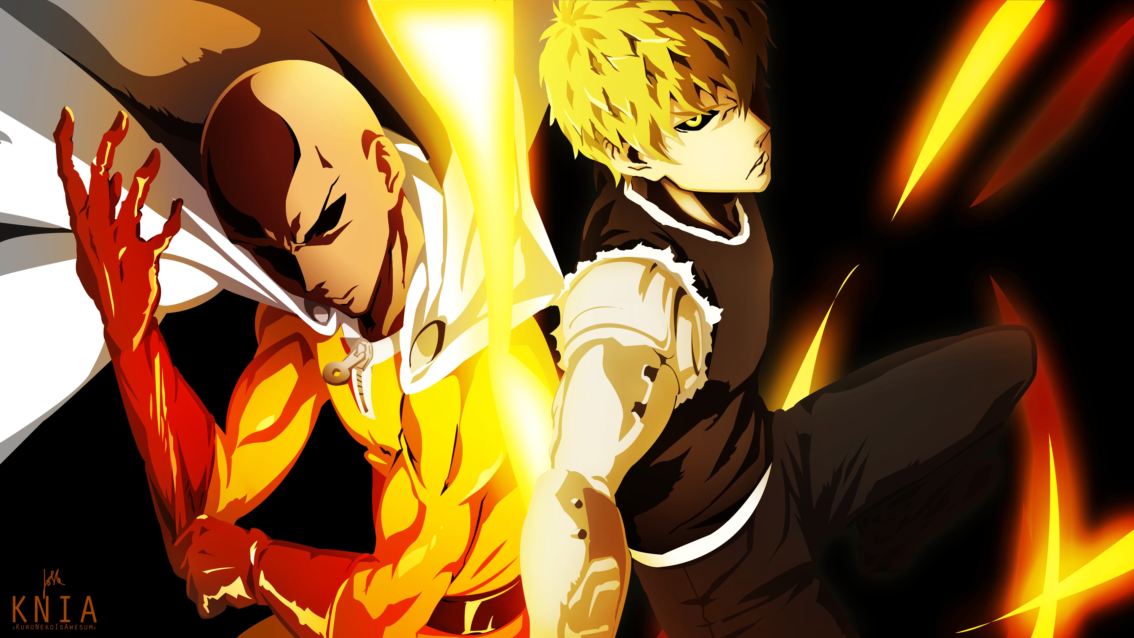 Wallpaper one punch man, genos, Saitama