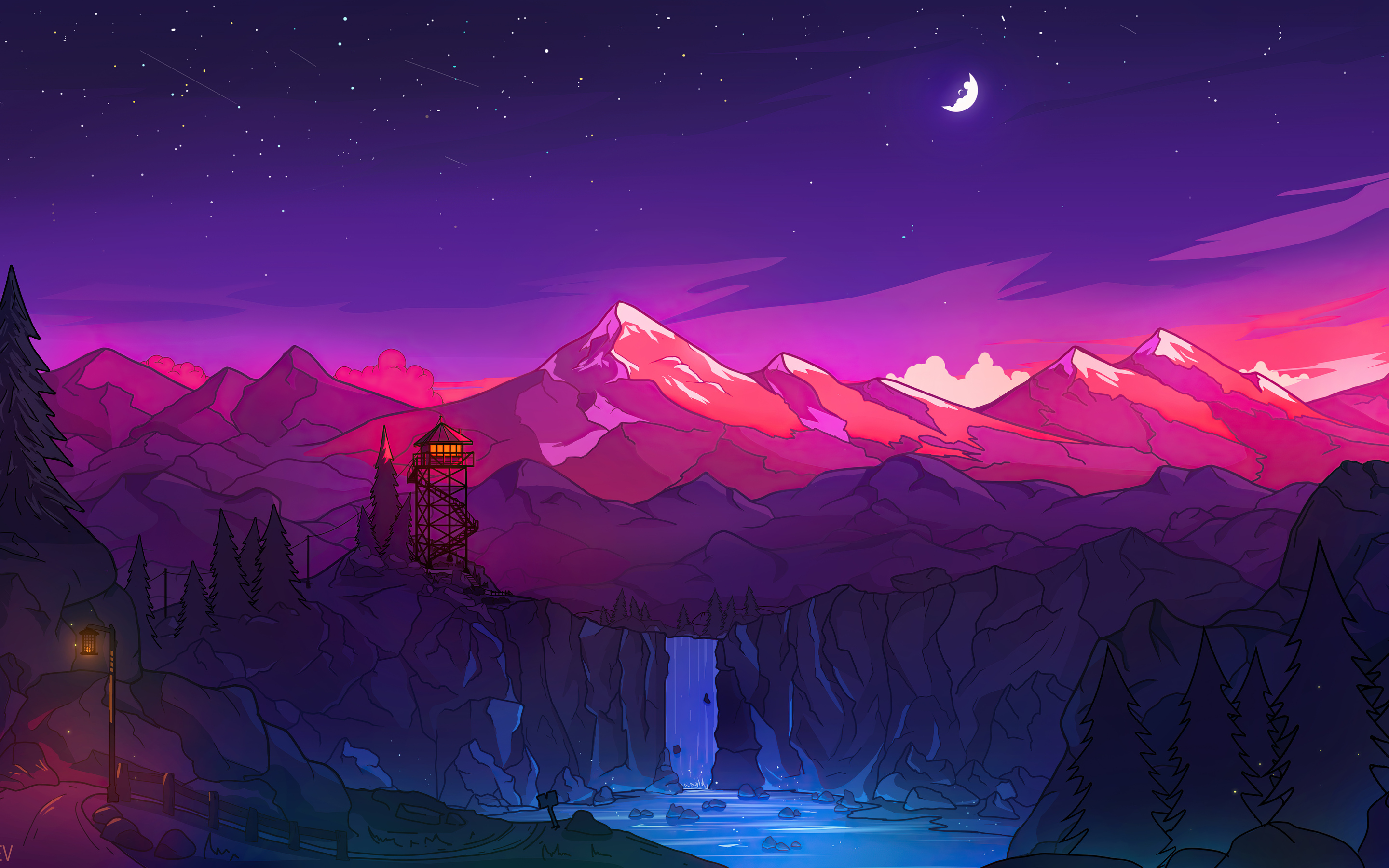 Colorful Mountains Night