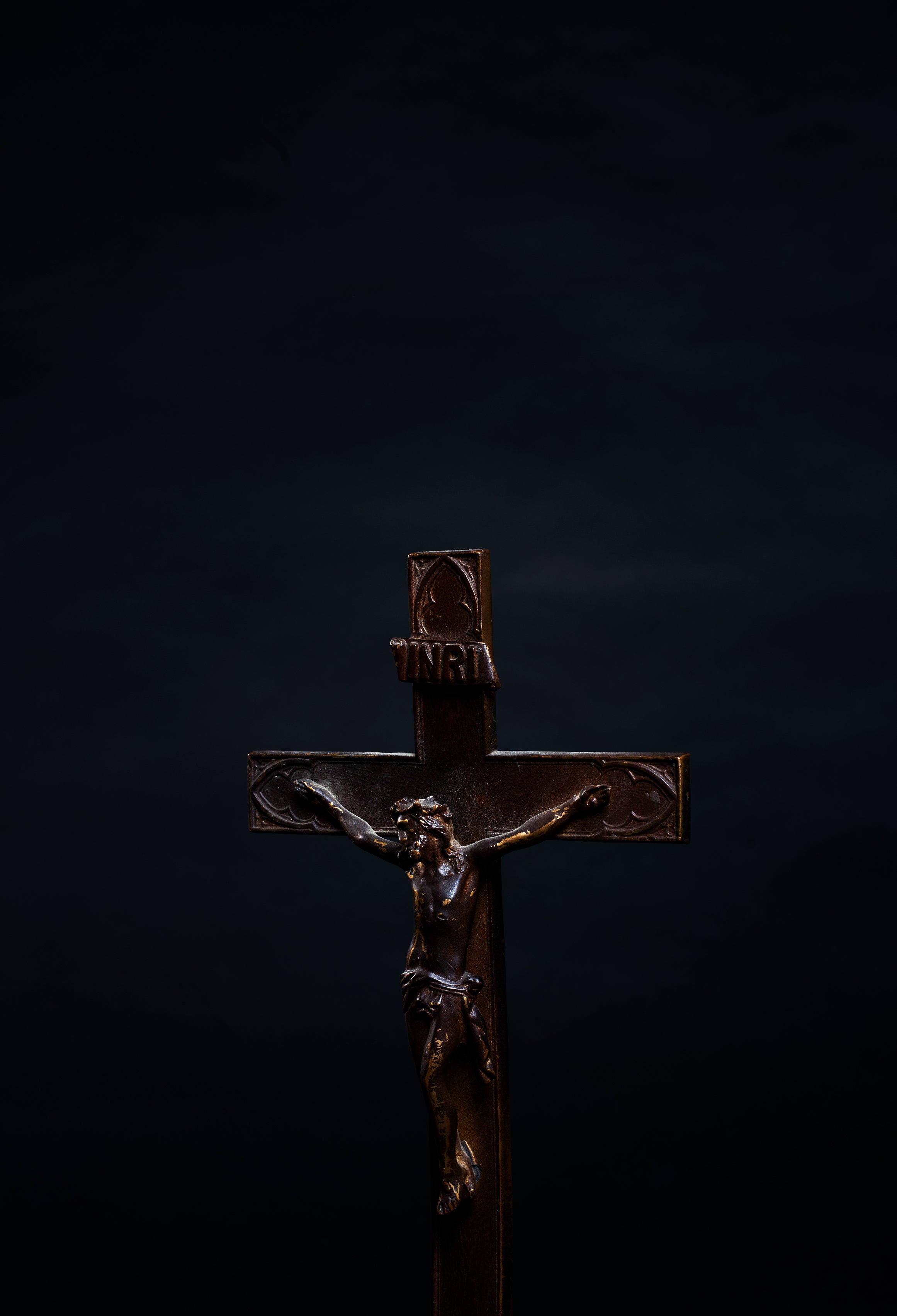 Wooden Cross On Black Background