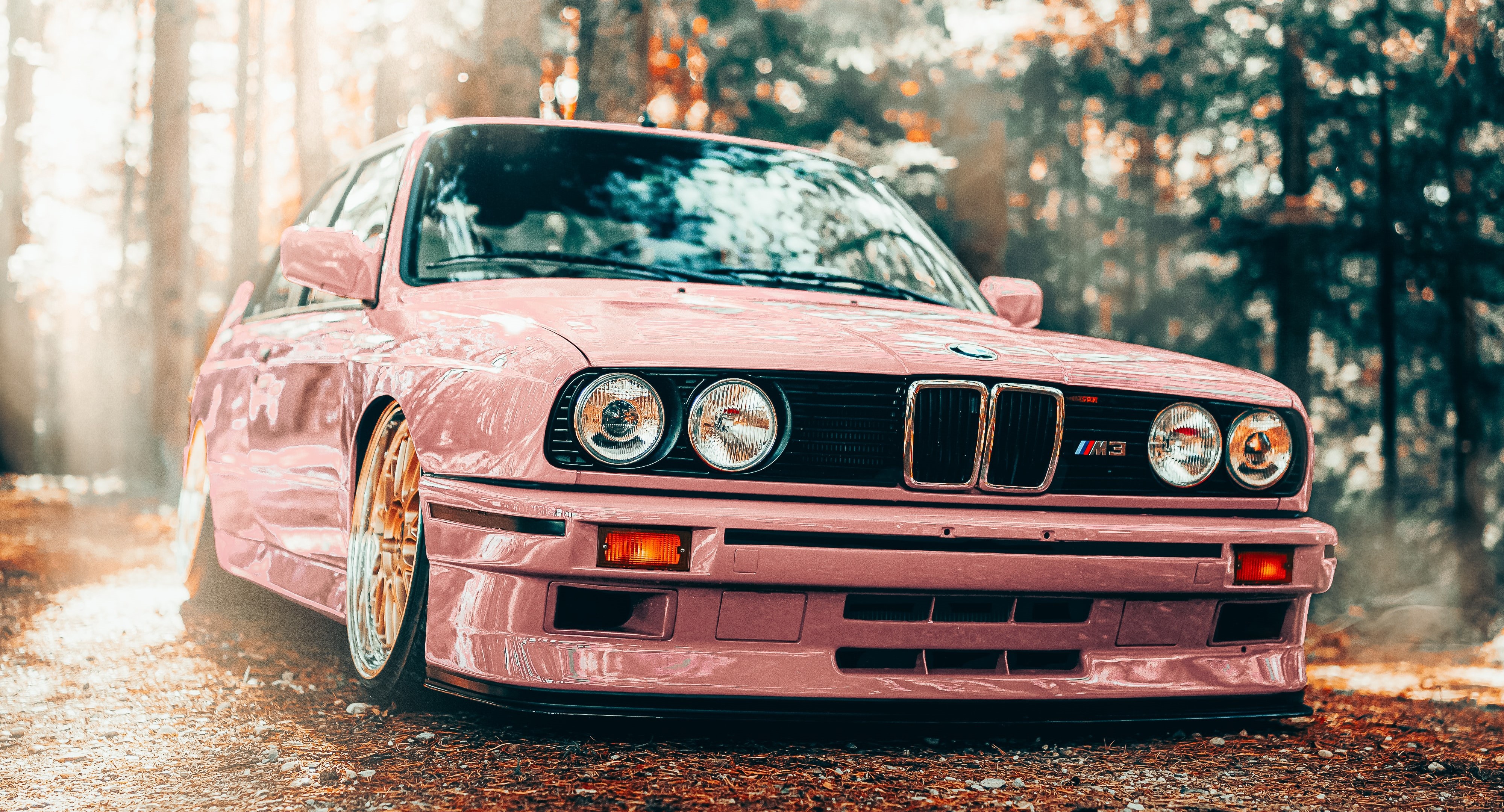 Wallpaper Pink, BMW, Front, Autumn, BBS