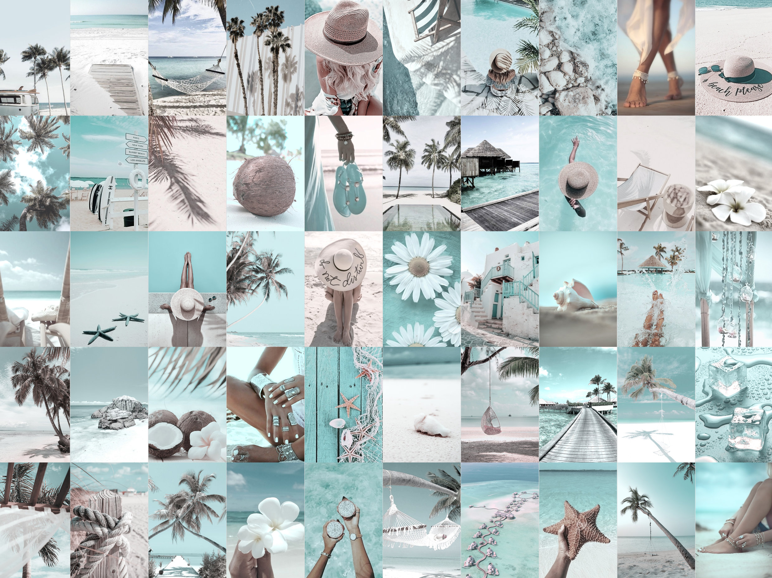 150pcs Beach Blue Aesthetic Wall