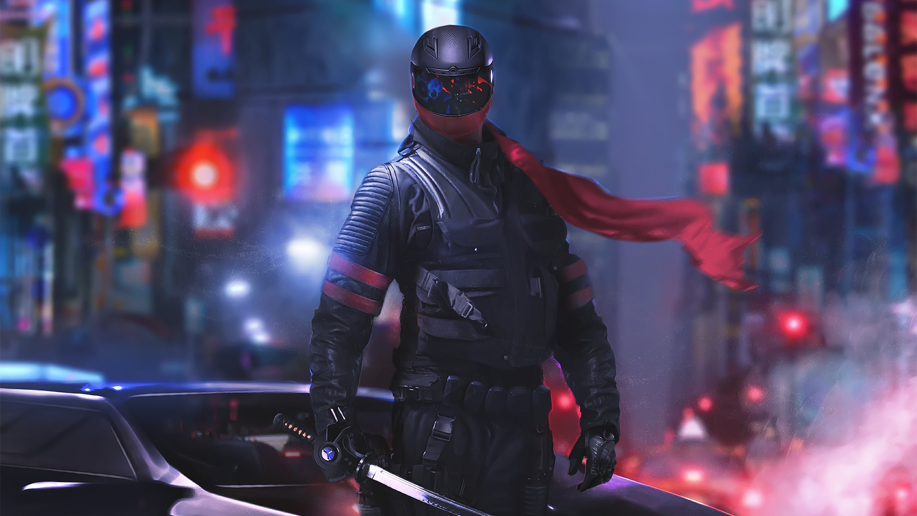 Ninja Warrior Wallpaper 4K, Cyberpunk