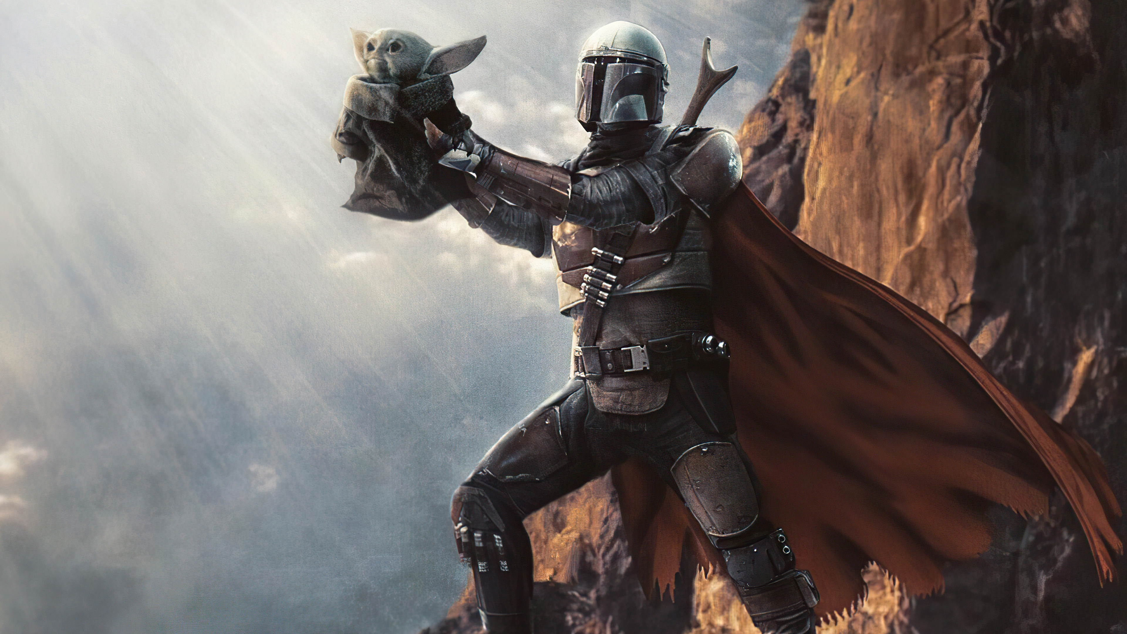 Baby Yoda And The Mandalorian Wallpaper