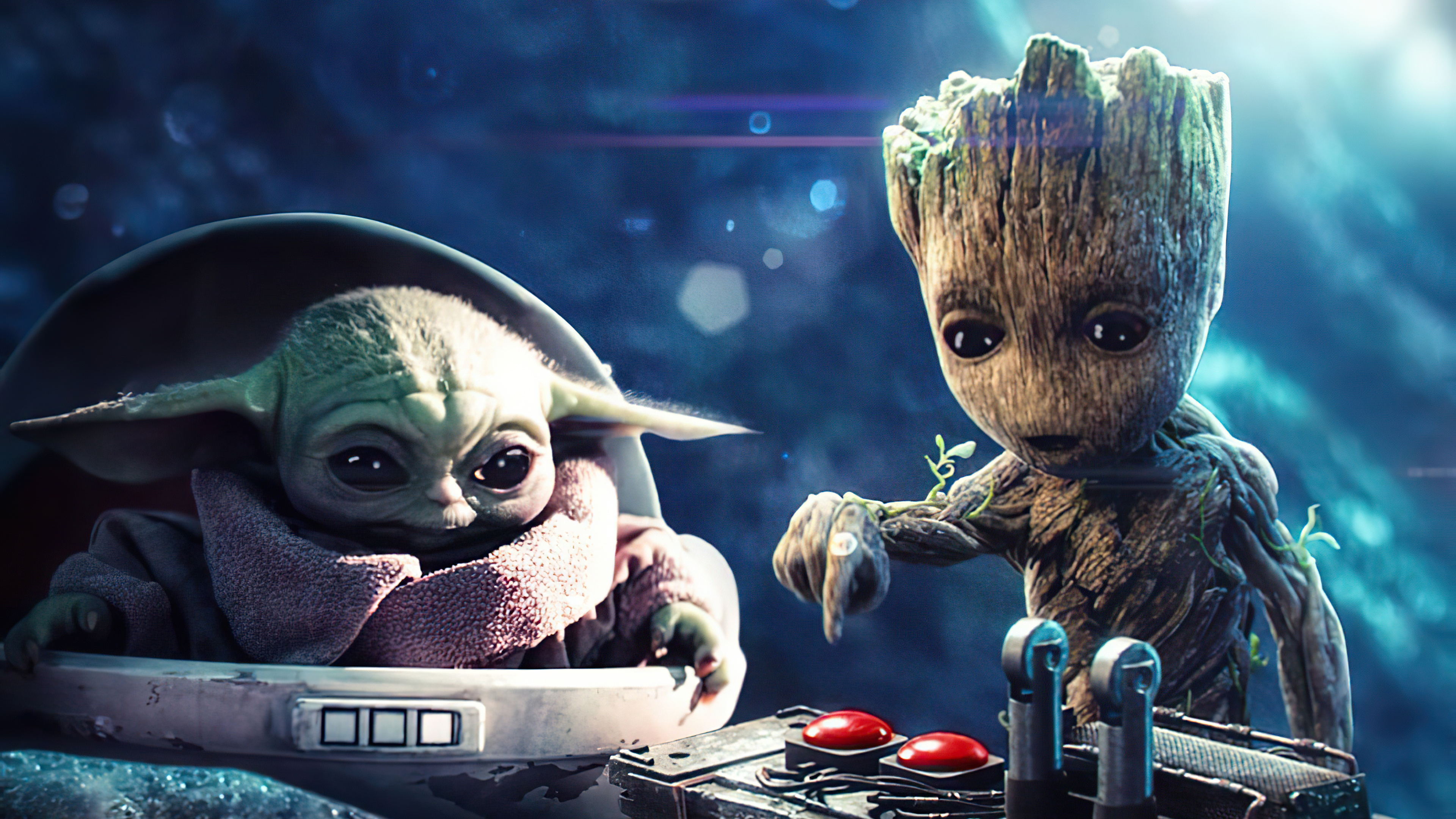 Baby Groot And Baby Yoda 4K