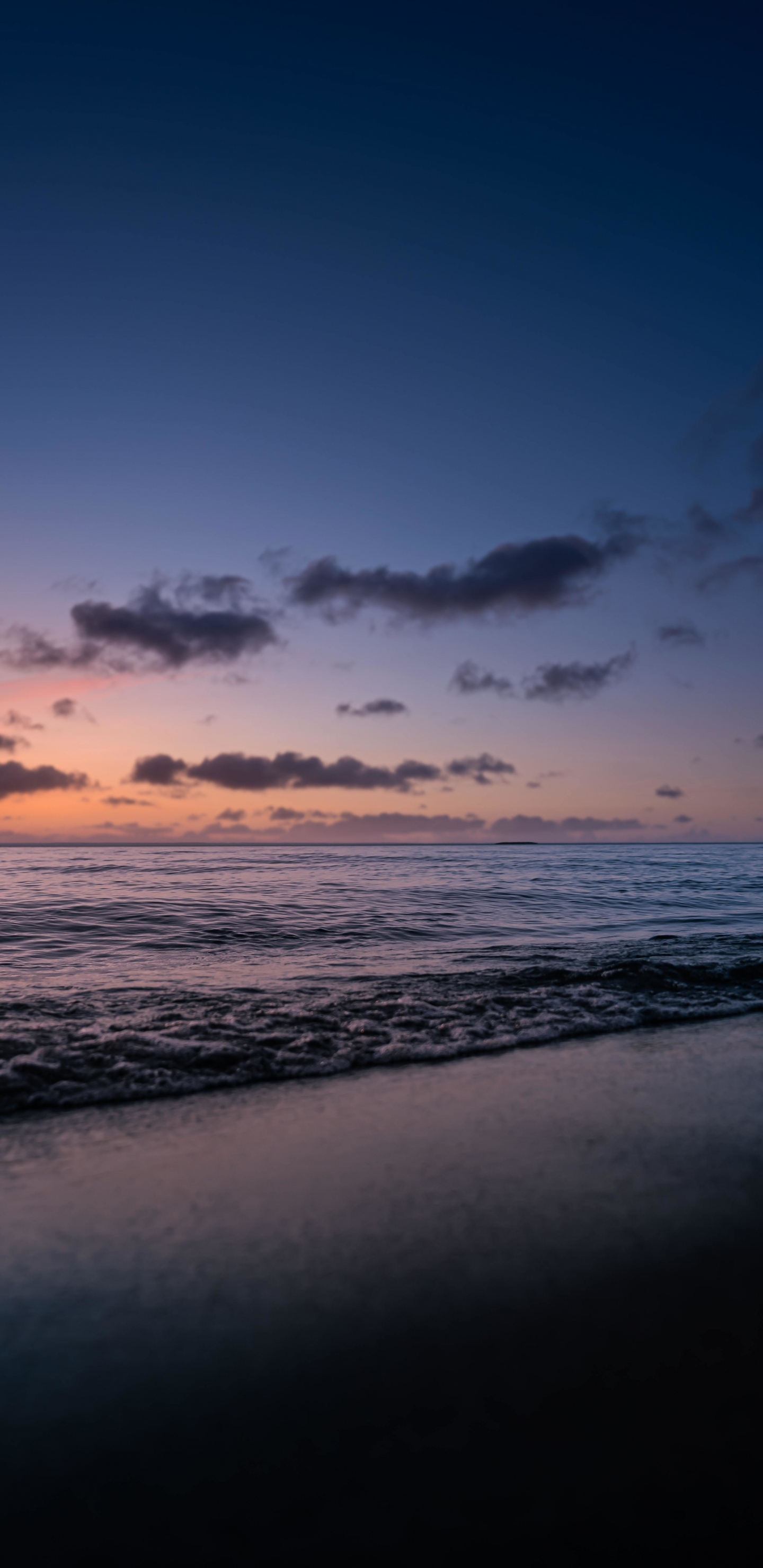 wallpaper 1440x2960 beach, evening calm