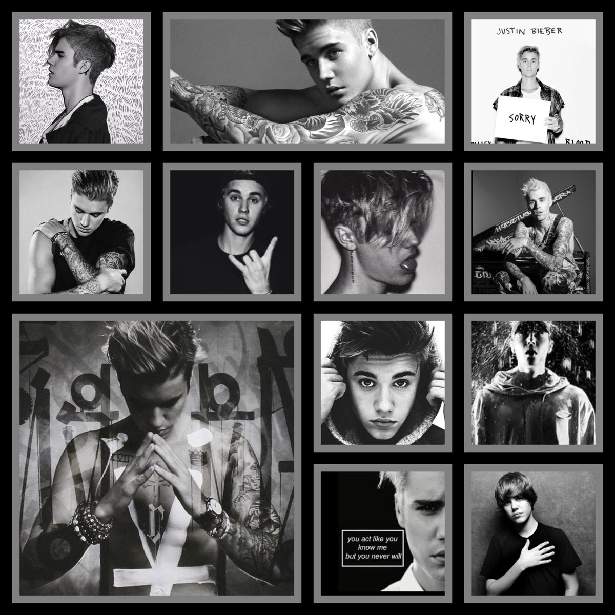 Black Aesthetic Collage of Justin Bieber