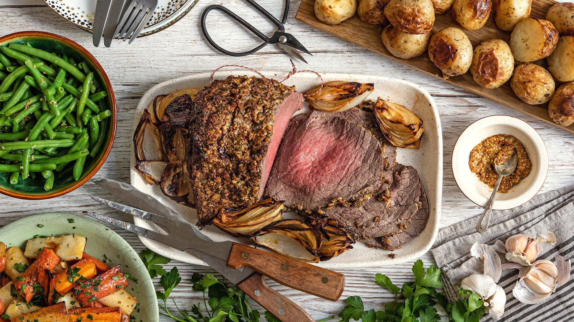 garlic crust roast beef Recipe